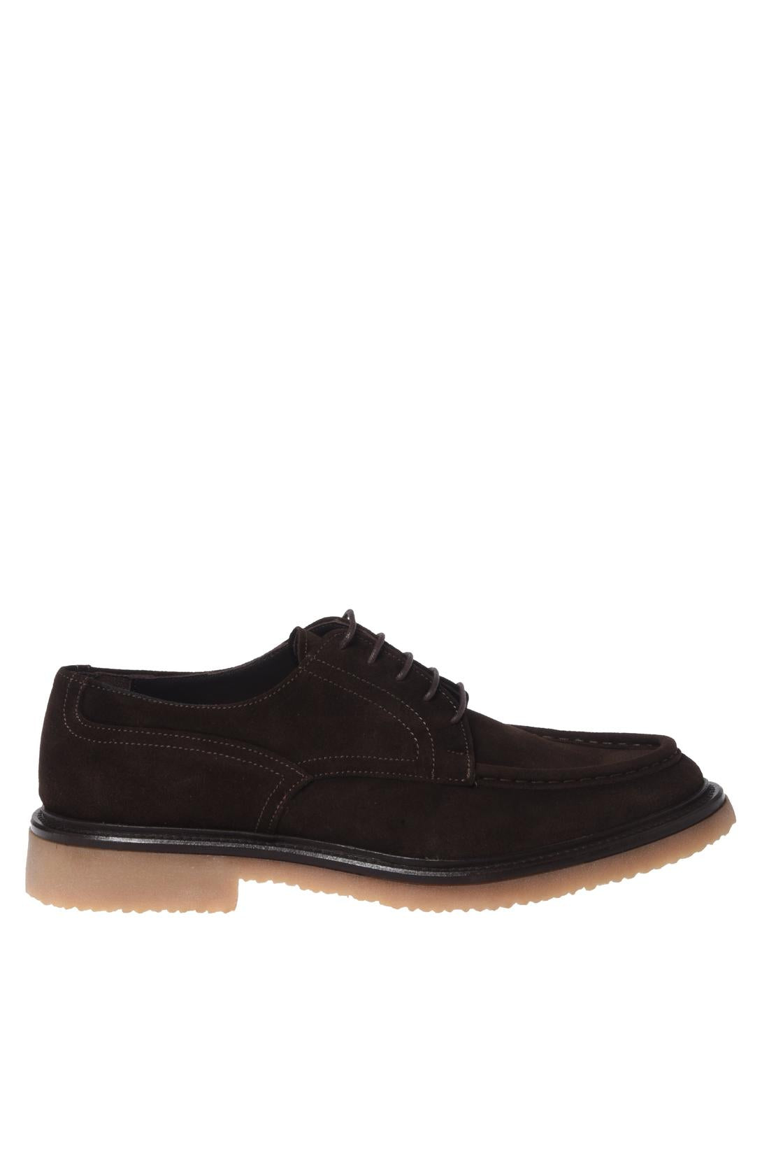Baldinini-Dark brown suede leather lace-ups-Flache Schuhe-Black-Deal-Outlet-by-ARCHIVIST