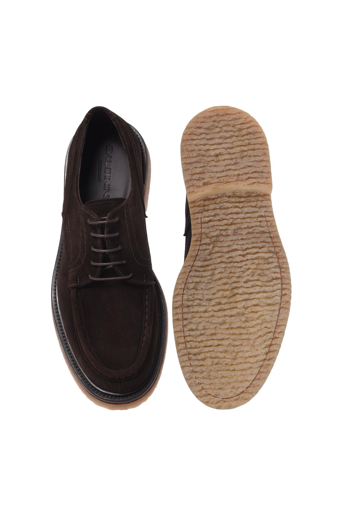 Baldinini-Dark brown suede leather lace-ups-Flache Schuhe-Black-Deal-Outlet-by-ARCHIVIST