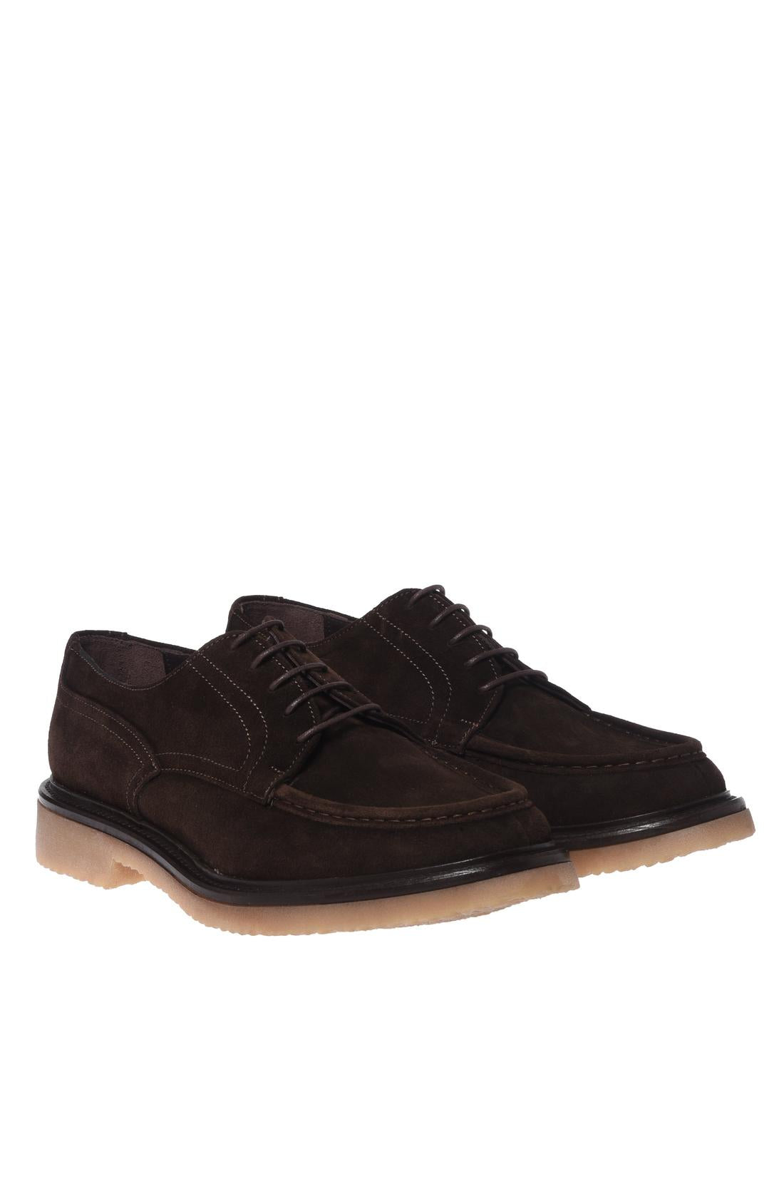 Baldinini-Dark brown suede leather lace-ups-Flache Schuhe-Black-Deal-Outlet-by-ARCHIVIST