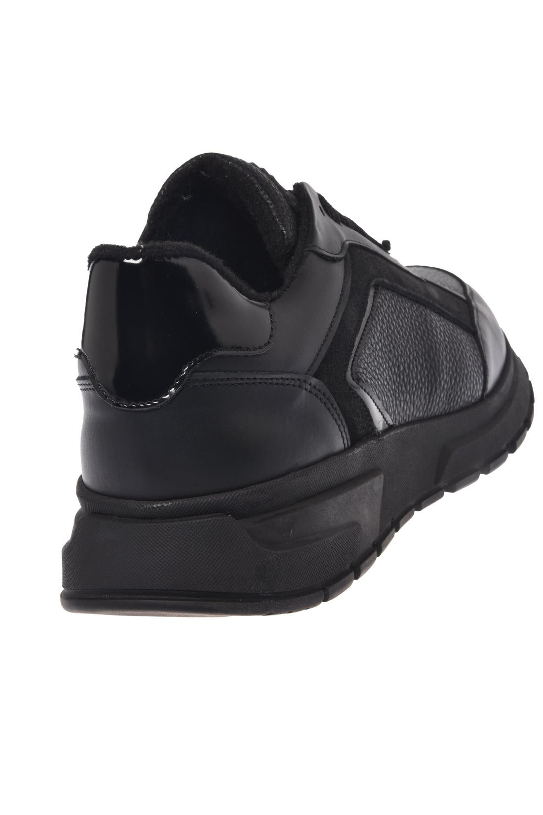 Baldinini-Black leather and tumbled leather sneakers-Sneaker-Black-Deal-Outlet-by-ARCHIVIST