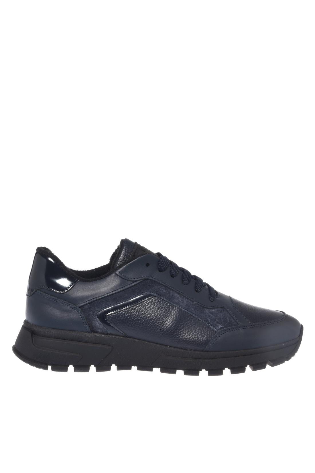 Baldinini-Blue leather and tumbled leather sneakers-Sneaker-Black-Deal-Outlet-by-ARCHIVIST