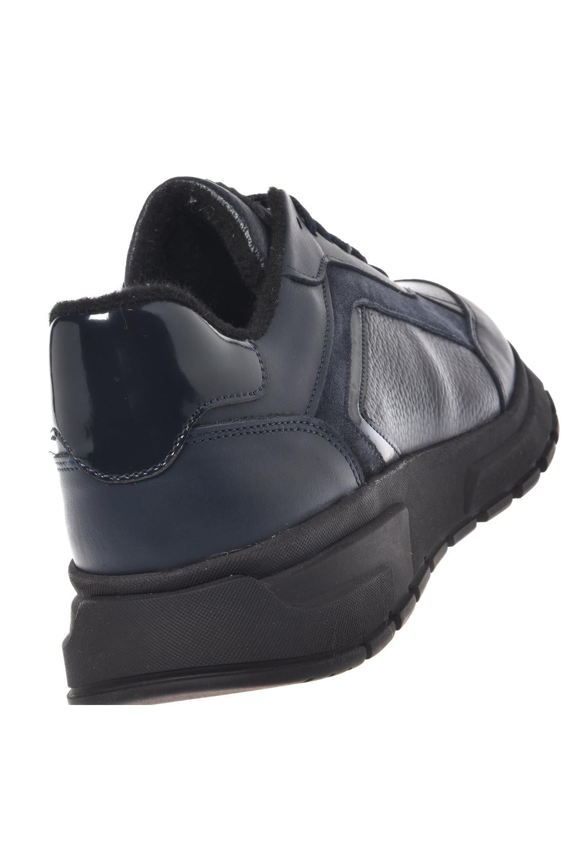 Baldinini-Blue leather and tumbled leather sneakers-Sneaker-Black-Deal-Outlet-by-ARCHIVIST