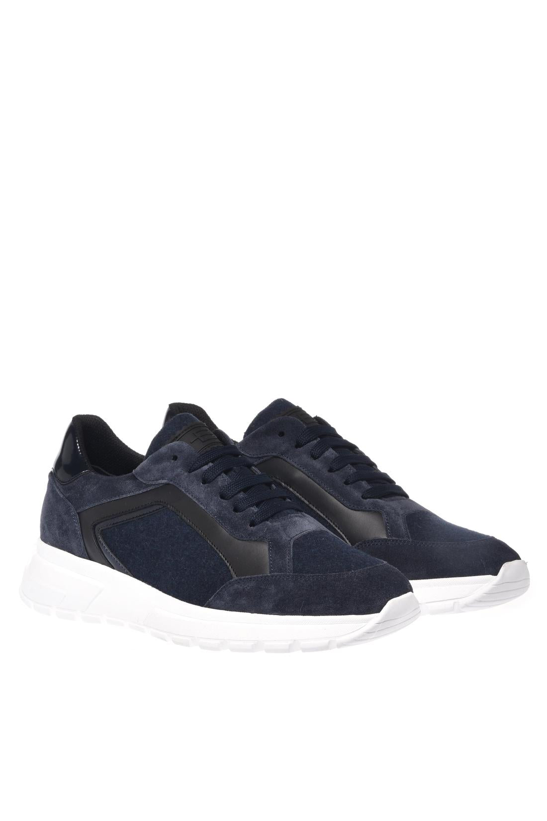 Baldinini-Dark blue suede leather and wool fabric sneakers﻿-Sneaker-Black-Deal-Outlet-by-ARCHIVIST