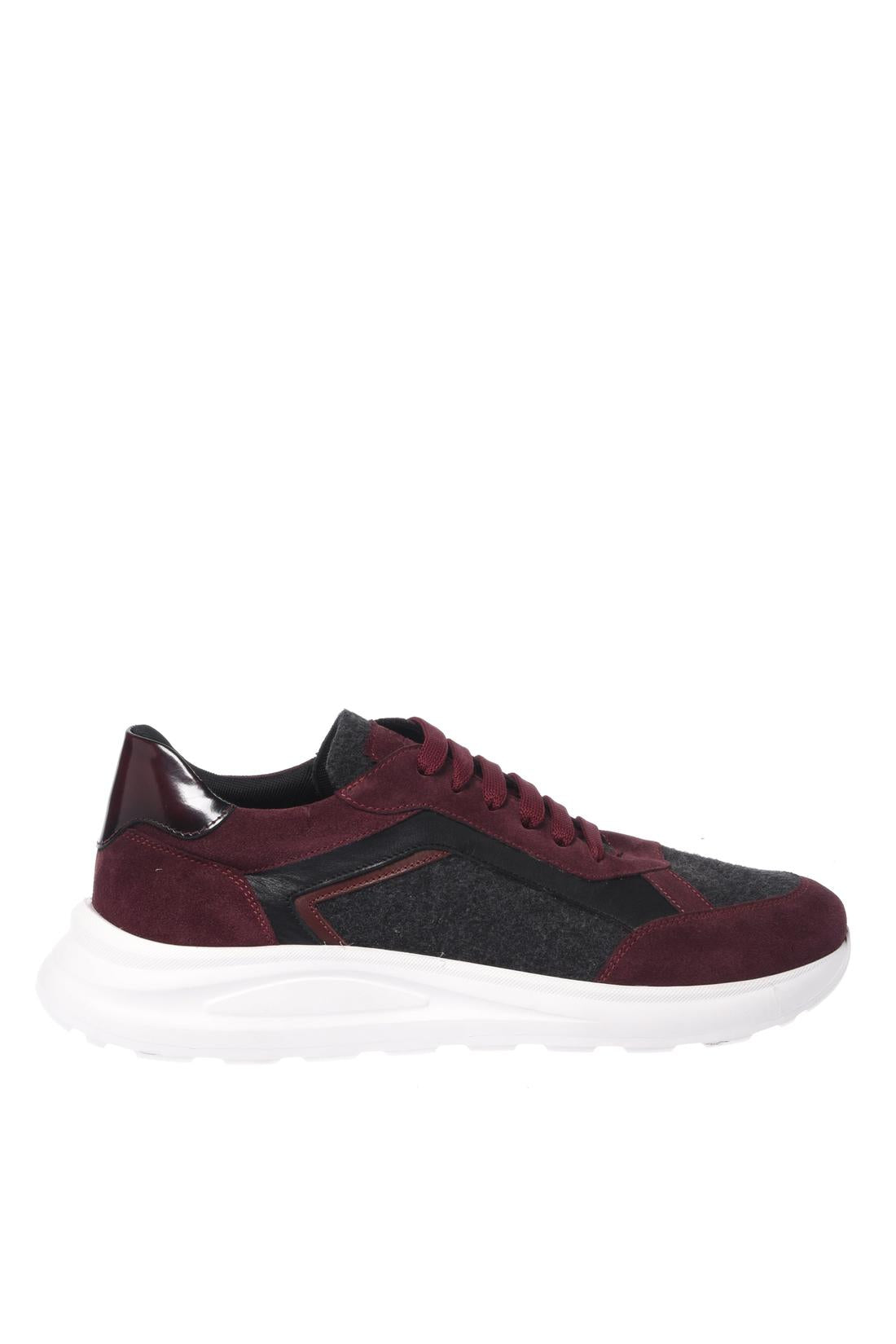 Baldinini-Burgundy suede leather and grey wool trainers-Sneaker-Black-Deal-Outlet-by-ARCHIVIST