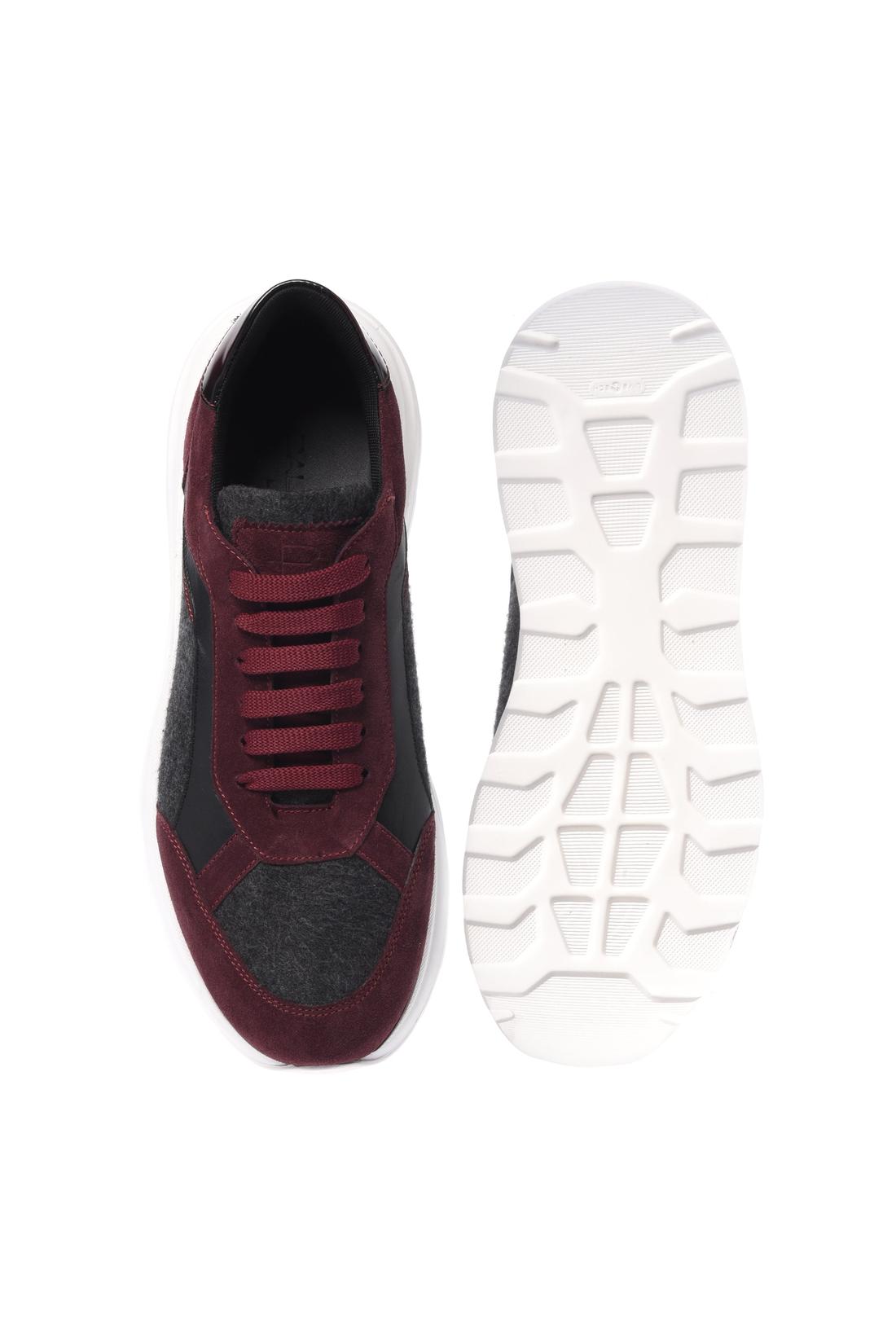 Baldinini-Burgundy suede leather and grey wool trainers-Sneaker-Black-Deal-Outlet-by-ARCHIVIST