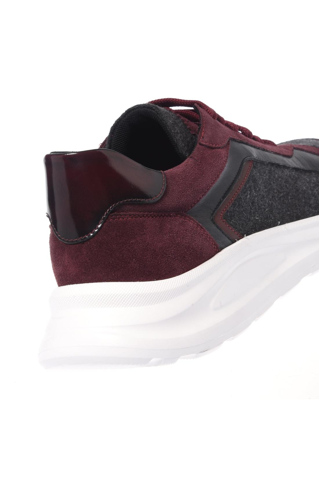 Baldinini-Burgundy suede leather and grey wool trainers-Sneaker-Black-Deal-Outlet-by-ARCHIVIST