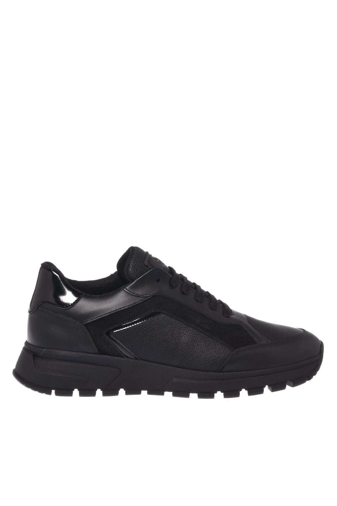 Baldinini-Black leather and tumbled leather sneakers-Sneaker-Black-Deal-Outlet-by-ARCHIVIST