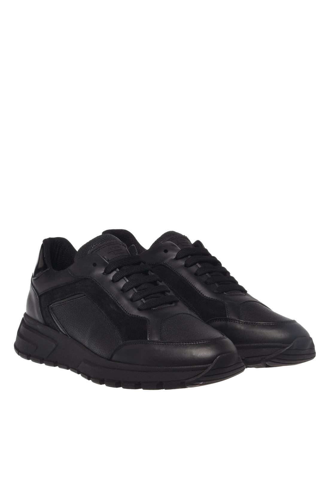 Baldinini-Black leather and tumbled leather sneakers-Sneaker-Black-Deal-Outlet-by-ARCHIVIST