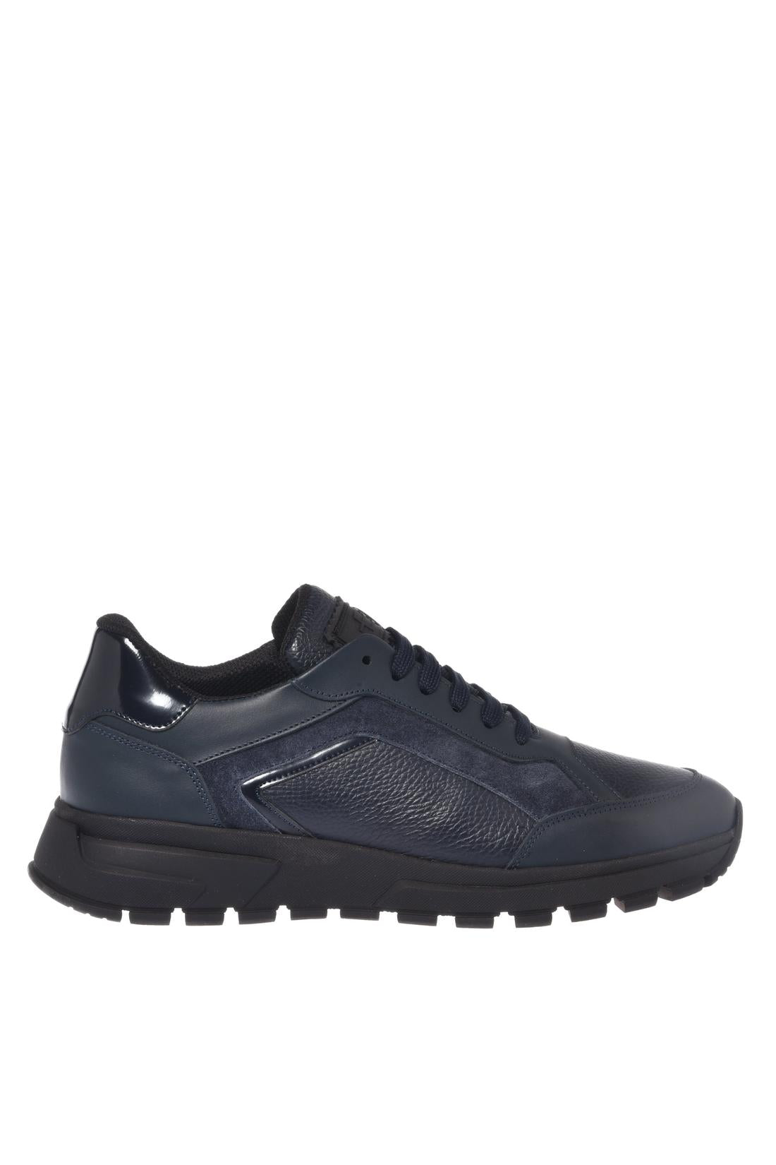 Baldinini-Blue leather and tumbled leather sneakers-Sneaker-Black-Deal-Outlet-by-ARCHIVIST