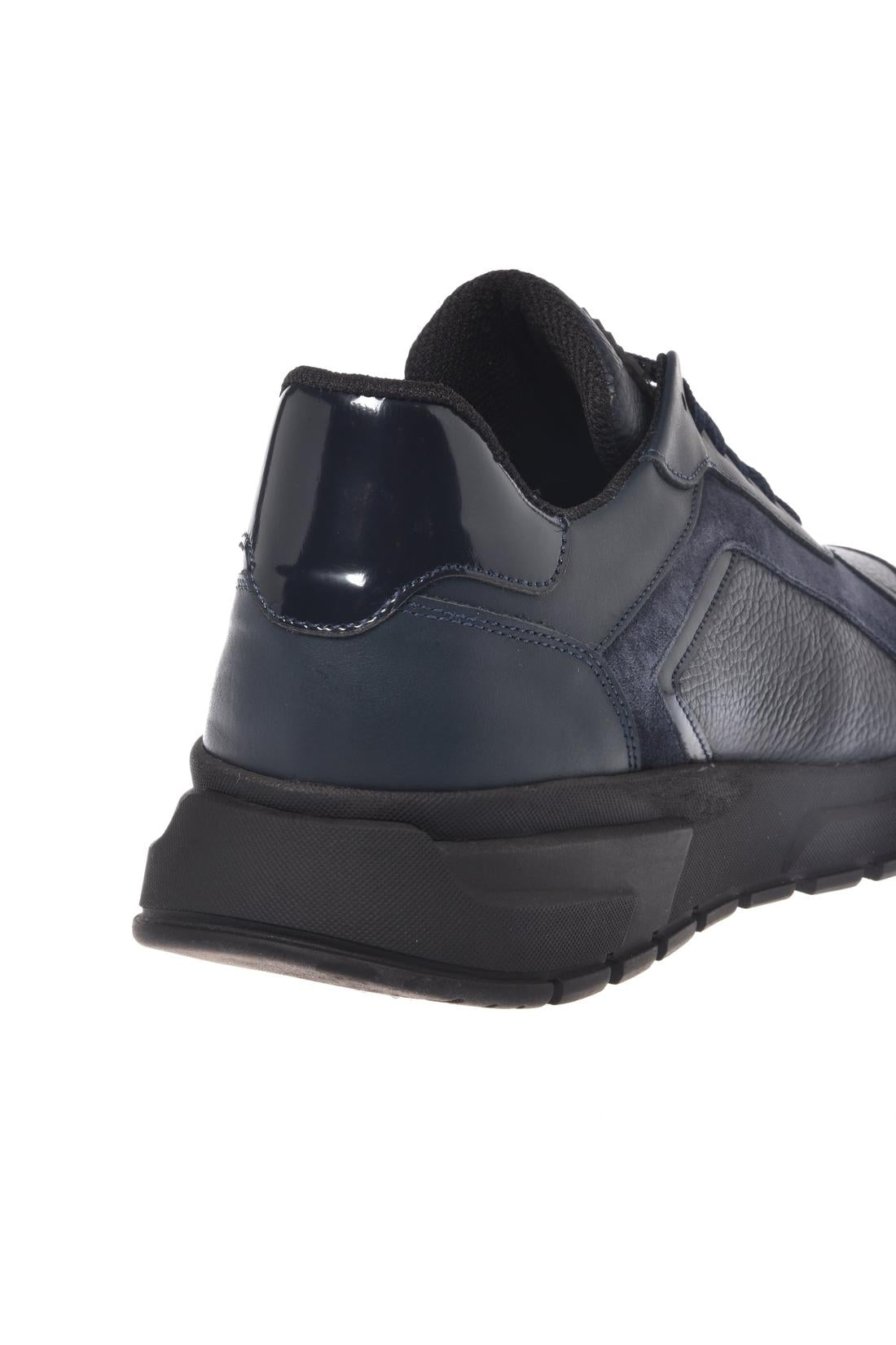 Baldinini-Blue leather and tumbled leather sneakers-Sneaker-Black-Deal-Outlet-by-ARCHIVIST