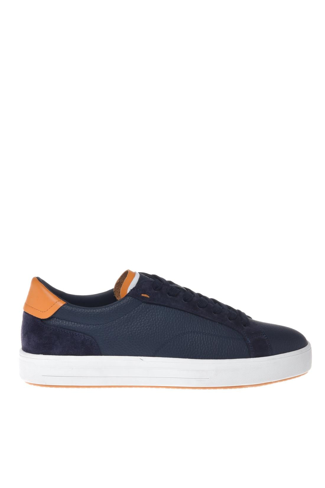 Sneaker in suede and tumbled leather blue