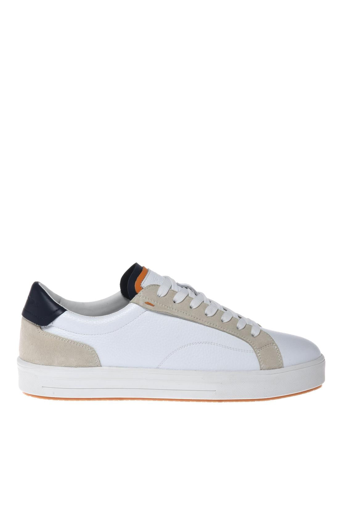 Sneaker in suede and tumbled leather white