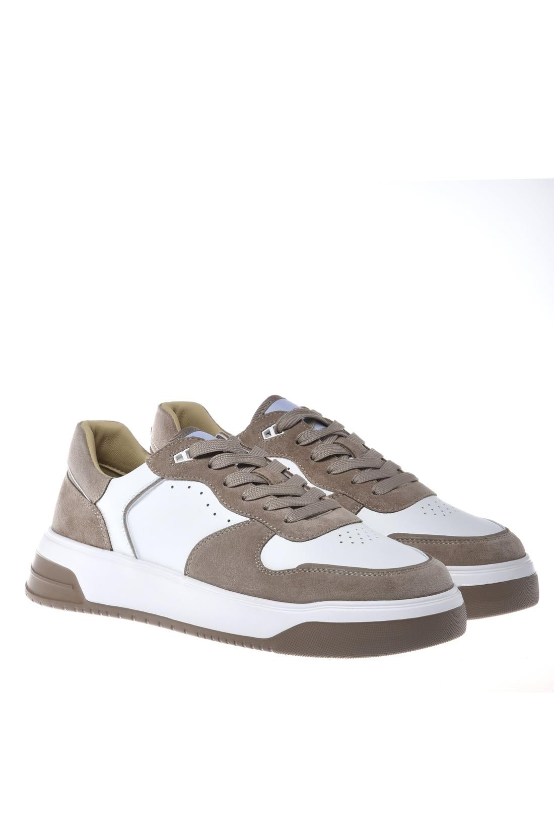 Sneaker in suede and leather white
