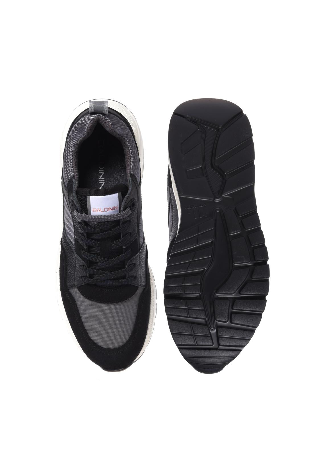 Baldinini-Black suede leather and fabric trainers-Sneaker-Black-Deal-Outlet-by-ARCHIVIST