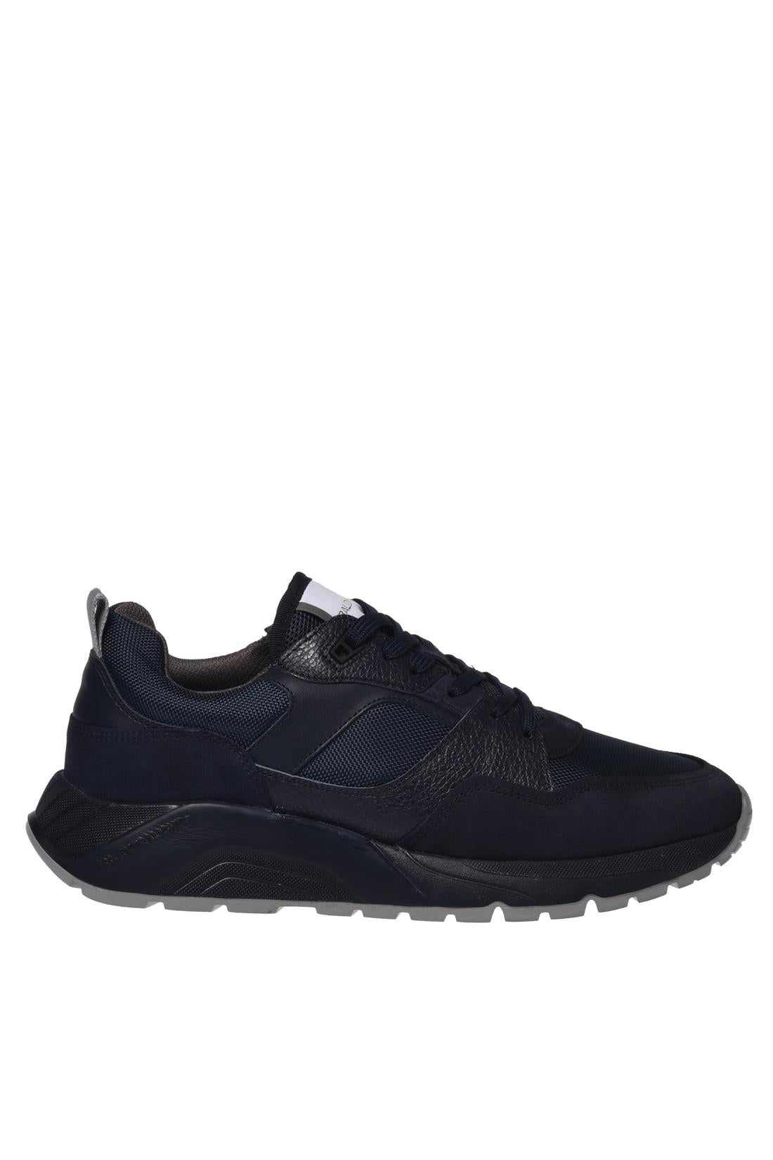 Blue suede leather and fabric trainers