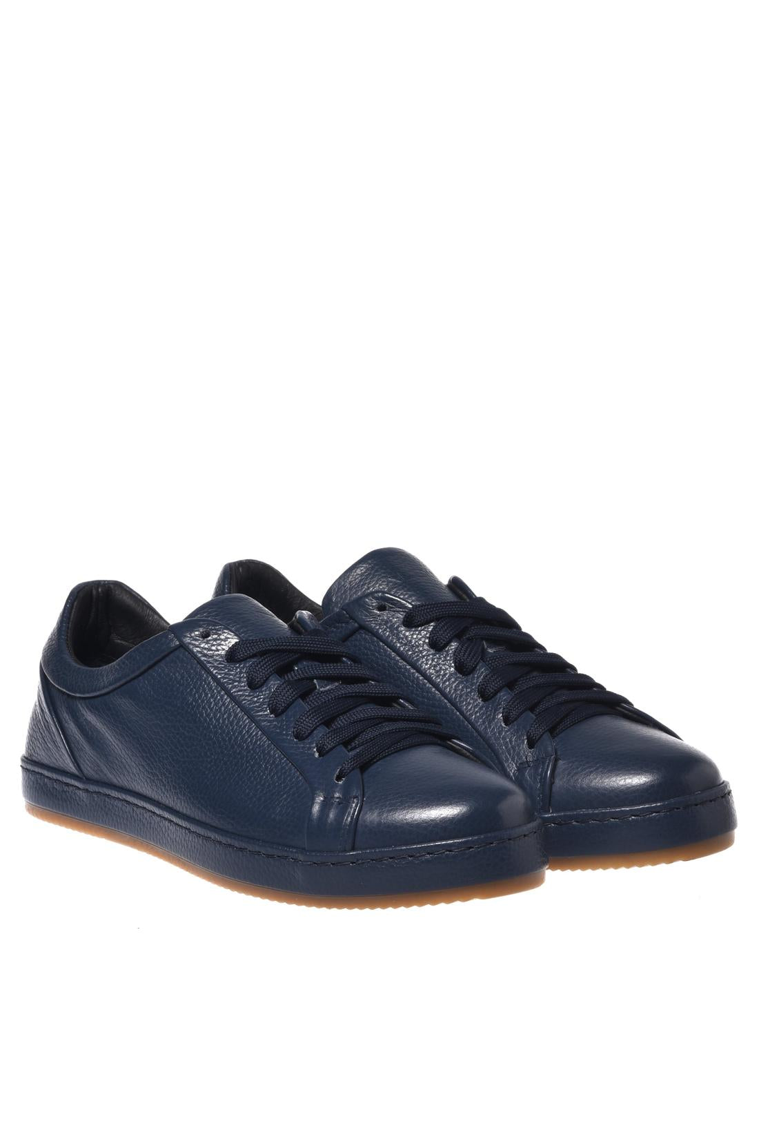 Blue tumbled leather sneaker