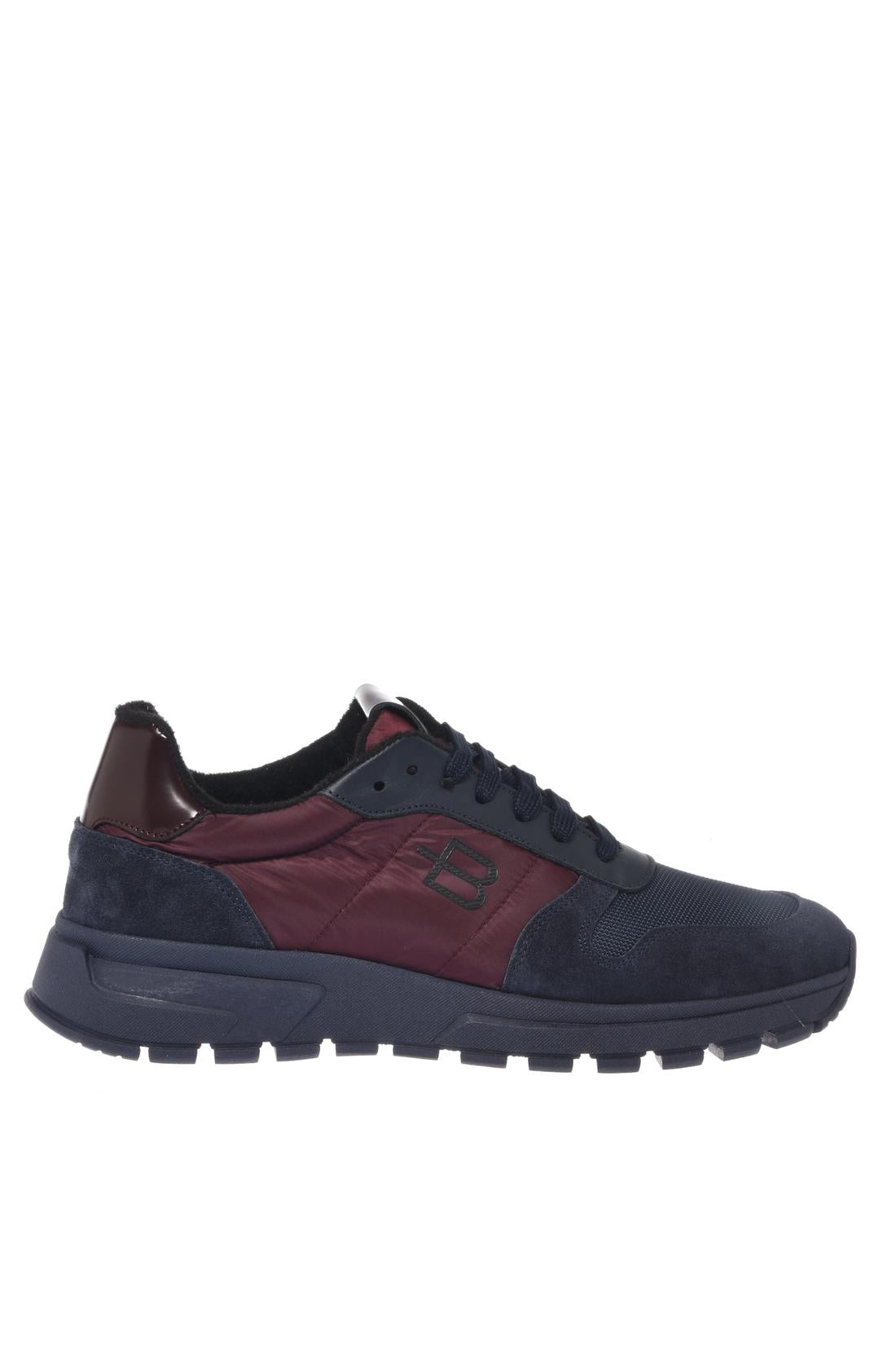 Baldinini-Blue suede leather and burgundy nylon sneakers﻿-Sneaker-Black-Deal-Outlet-by-ARCHIVIST