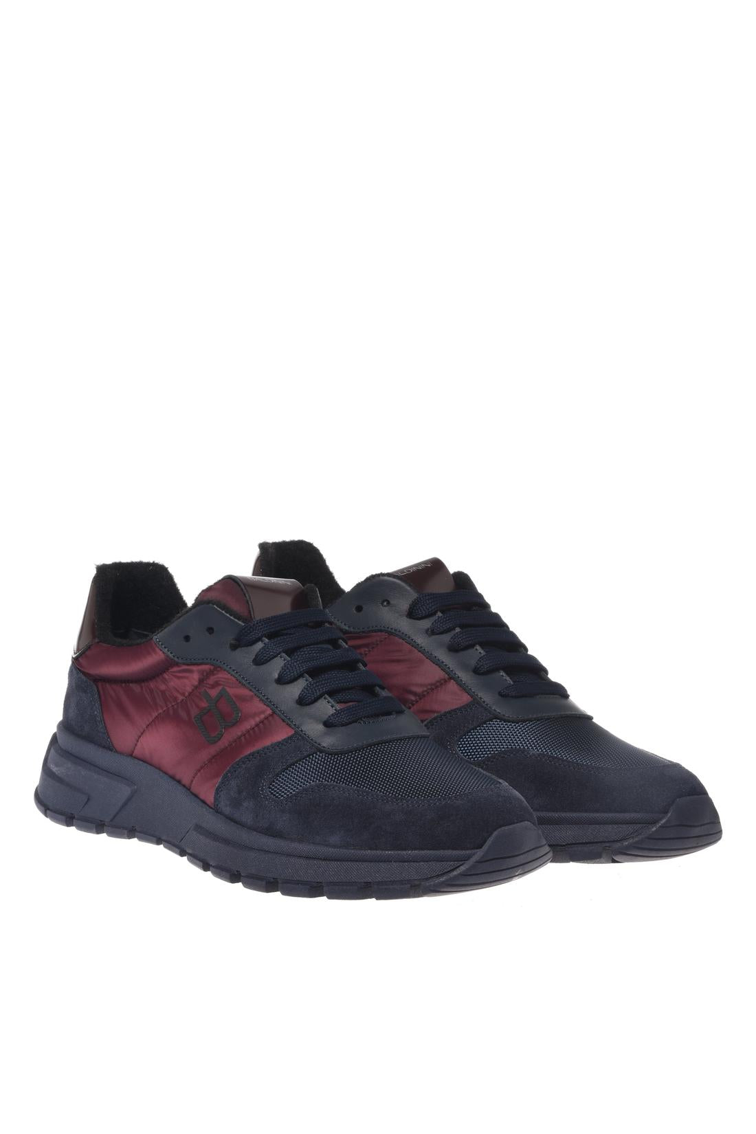 Baldinini-Blue suede leather and burgundy nylon sneakers﻿-Sneaker-Black-Deal-Outlet-by-ARCHIVIST
