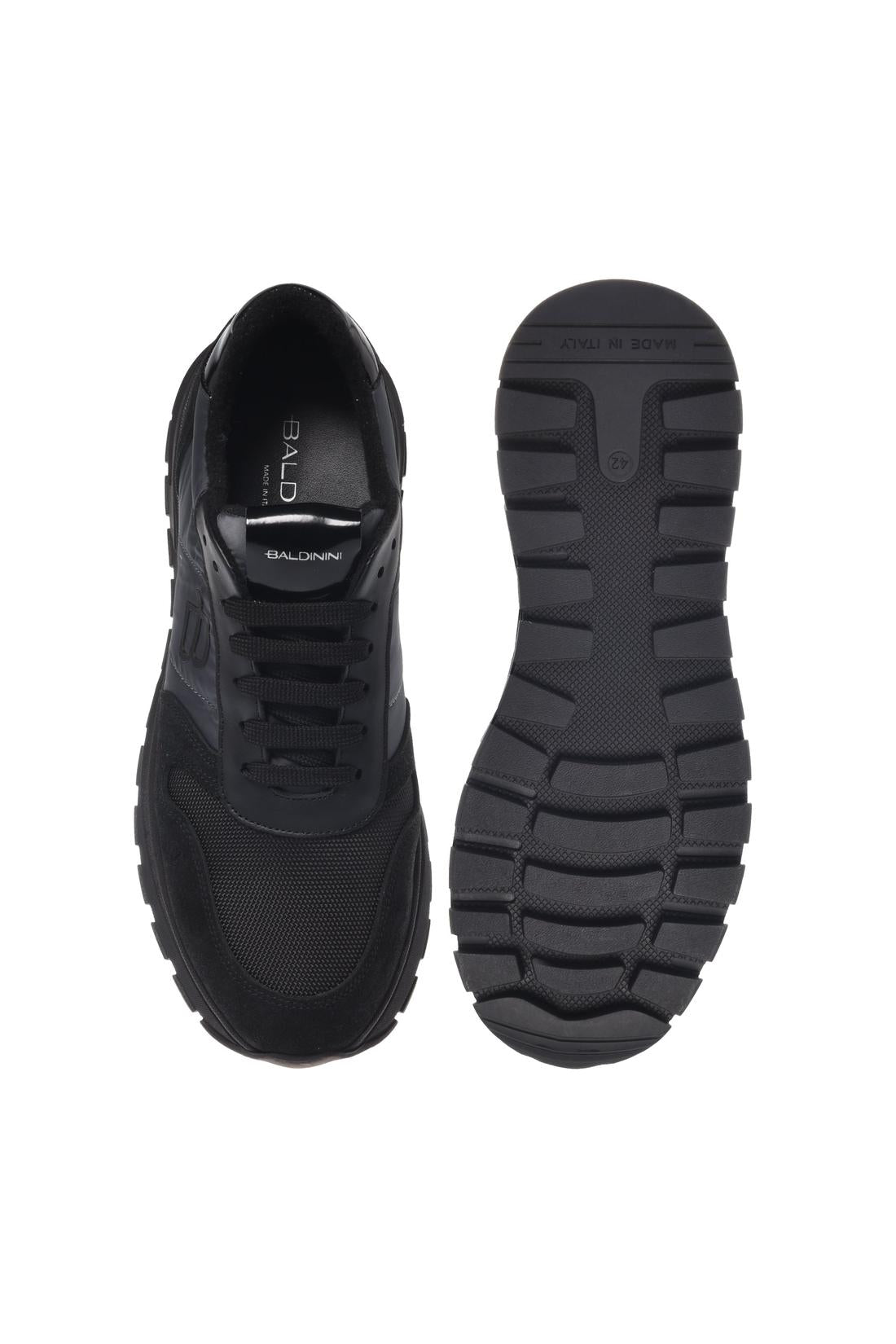 Baldinini-Black suede leather and grey nylon sneakers-Sneaker-Black-Deal-Outlet-by-ARCHIVIST
