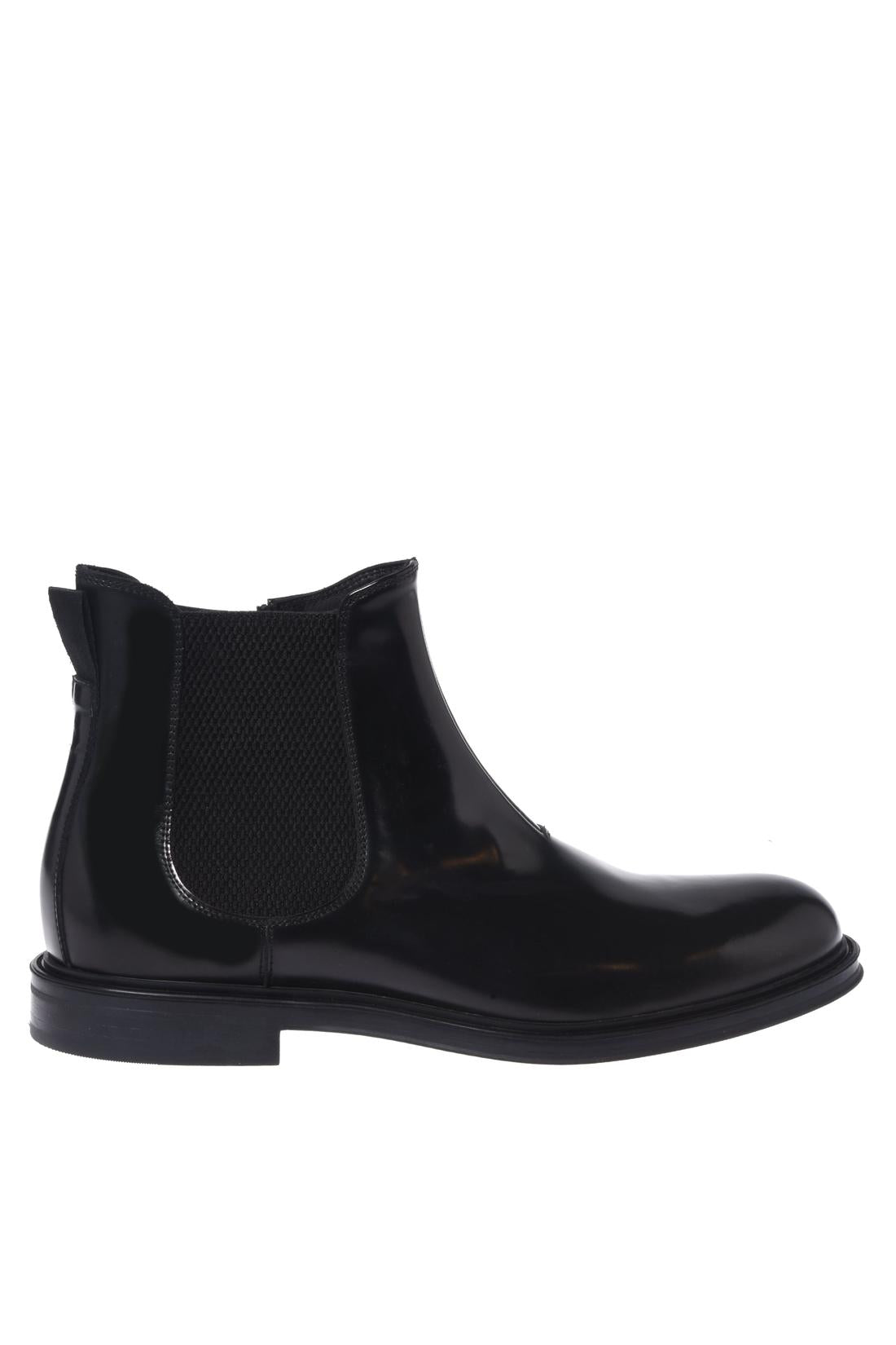 Black brushed leather ankle boots