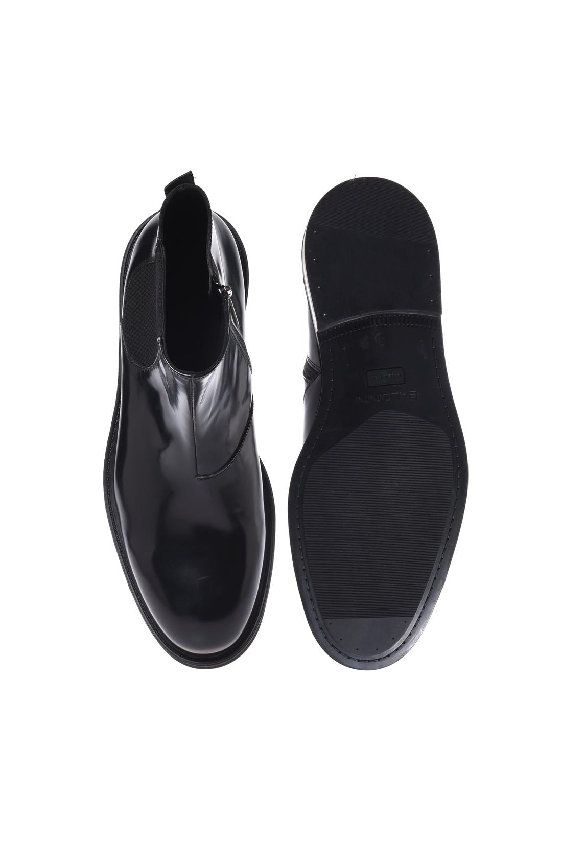 Black brushed leather ankle boots