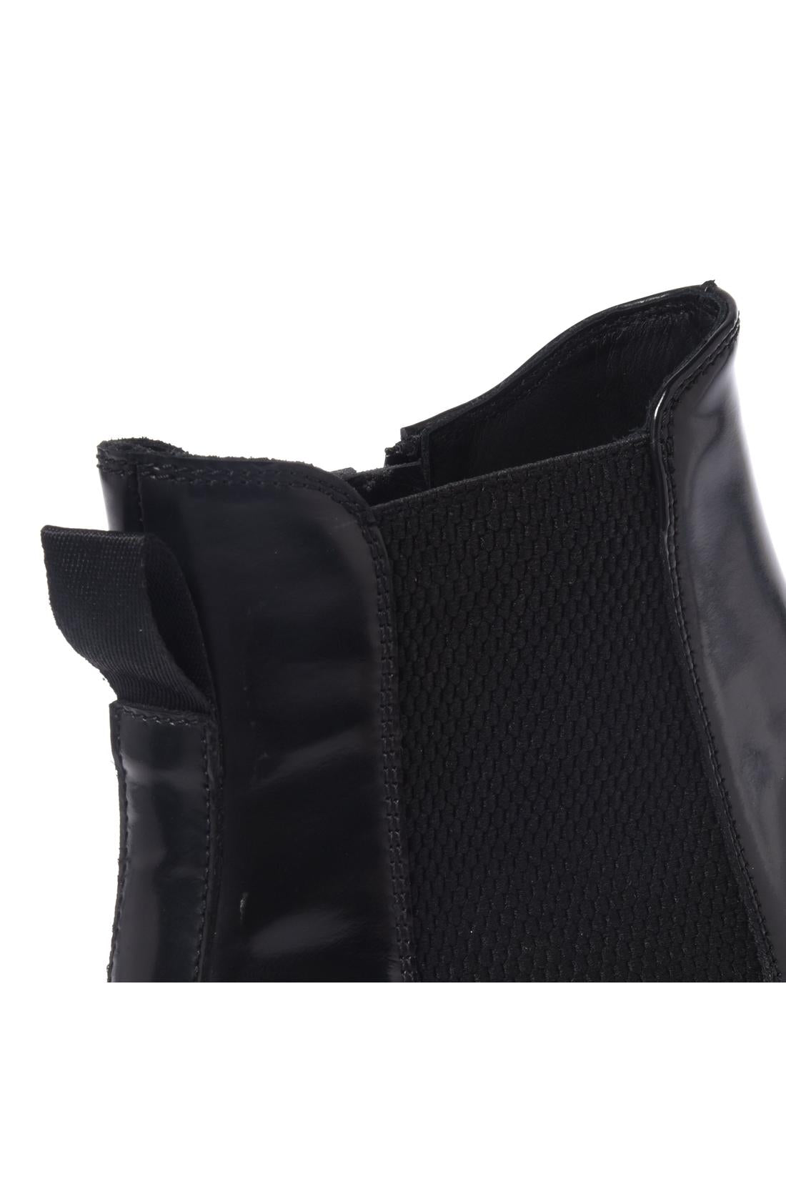 Black brushed leather ankle boots