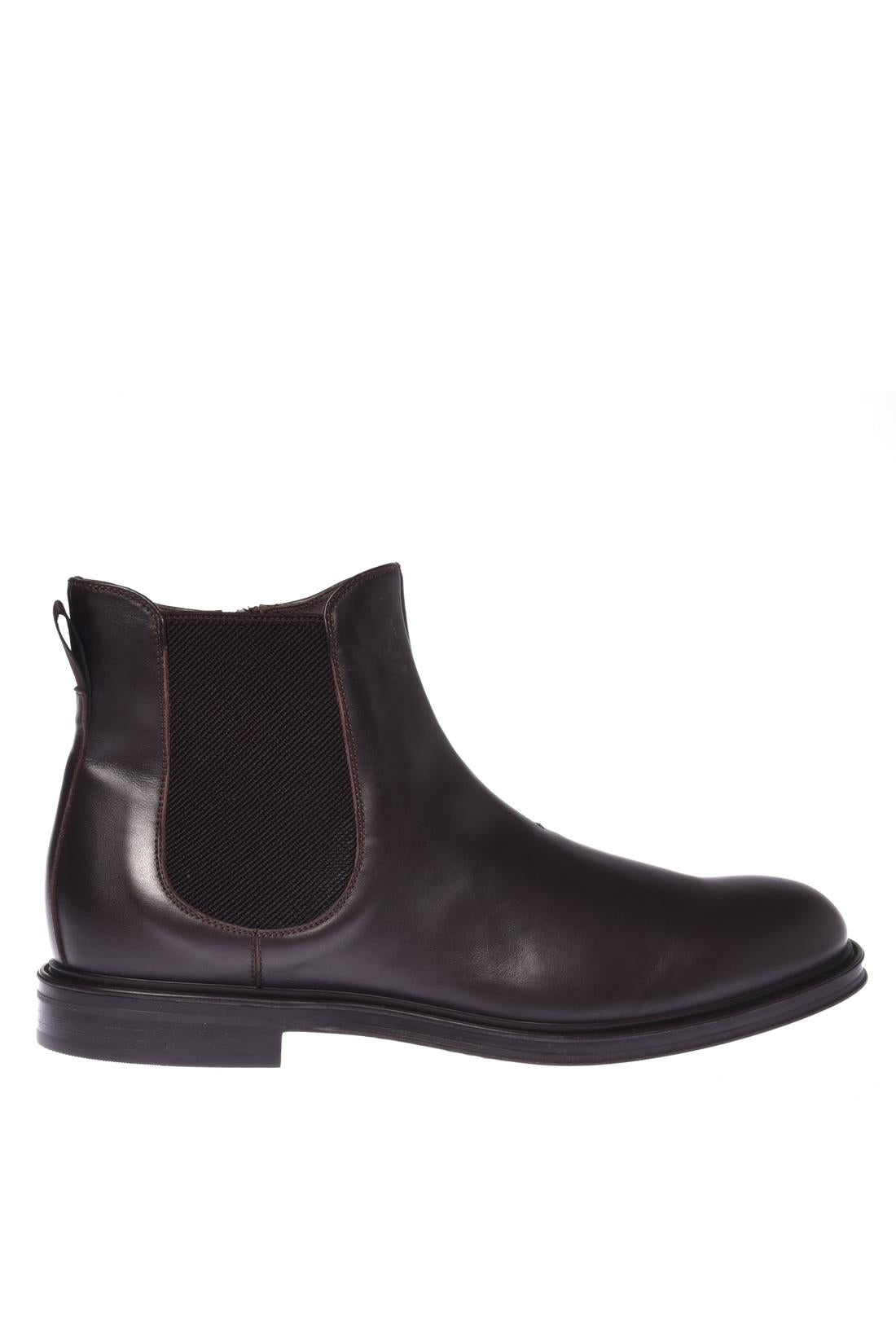 Dark brown leather ankle boots