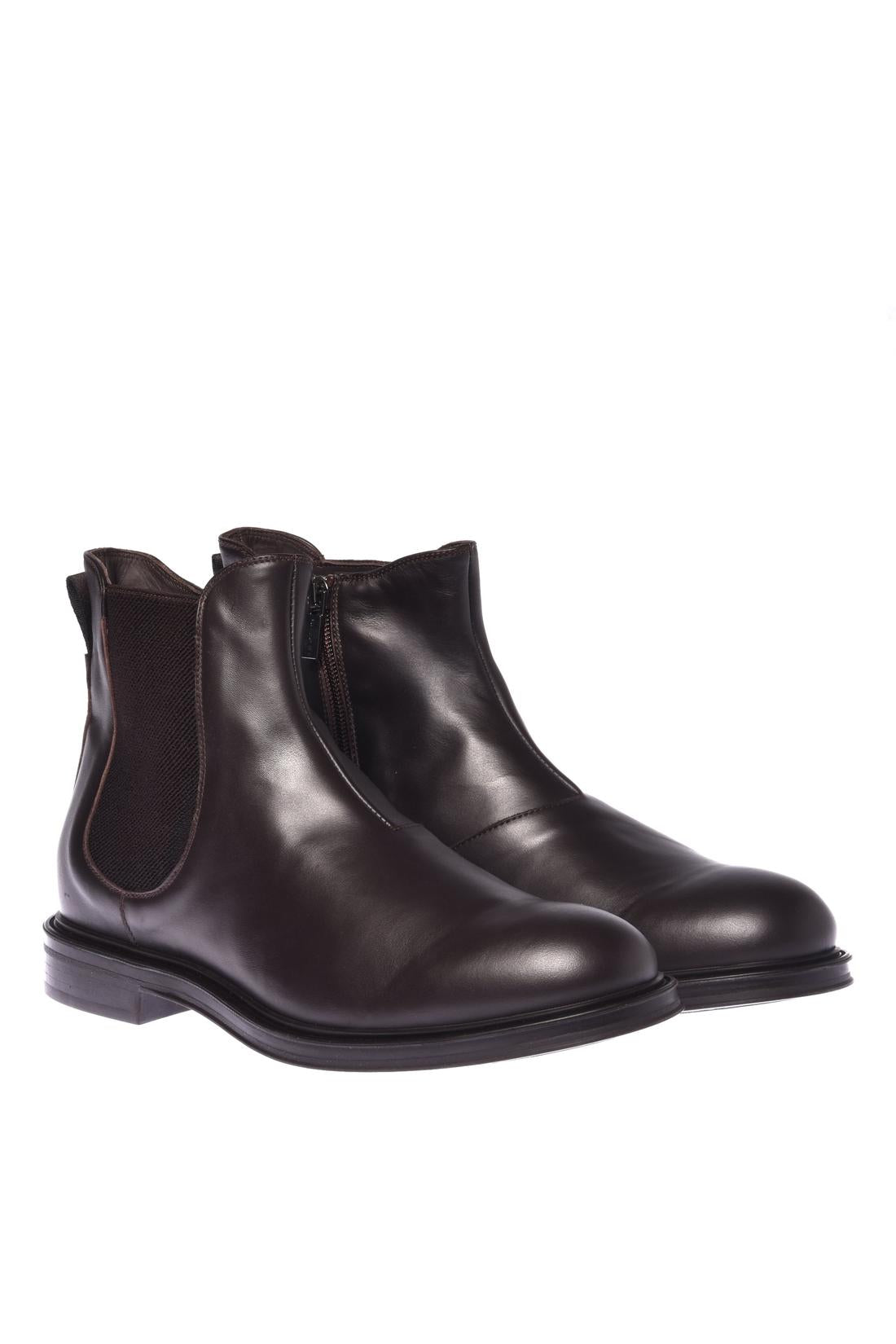 Dark brown leather ankle boots