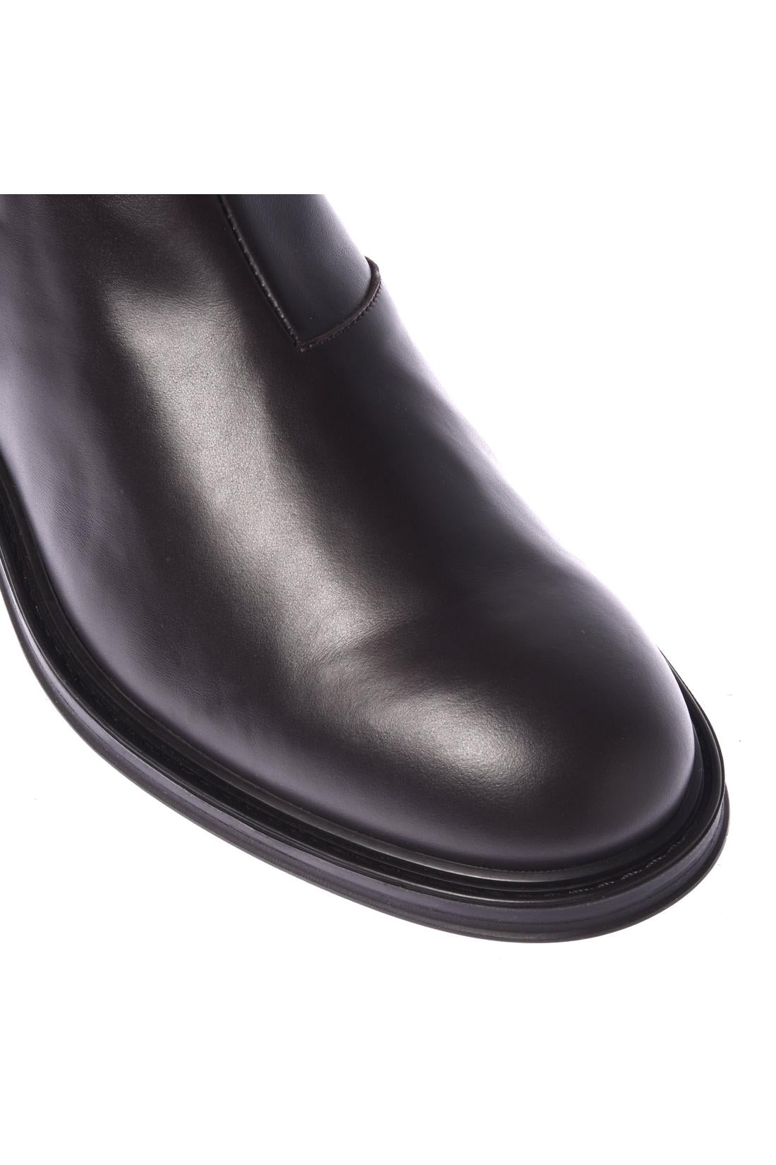 Dark brown leather ankle boots