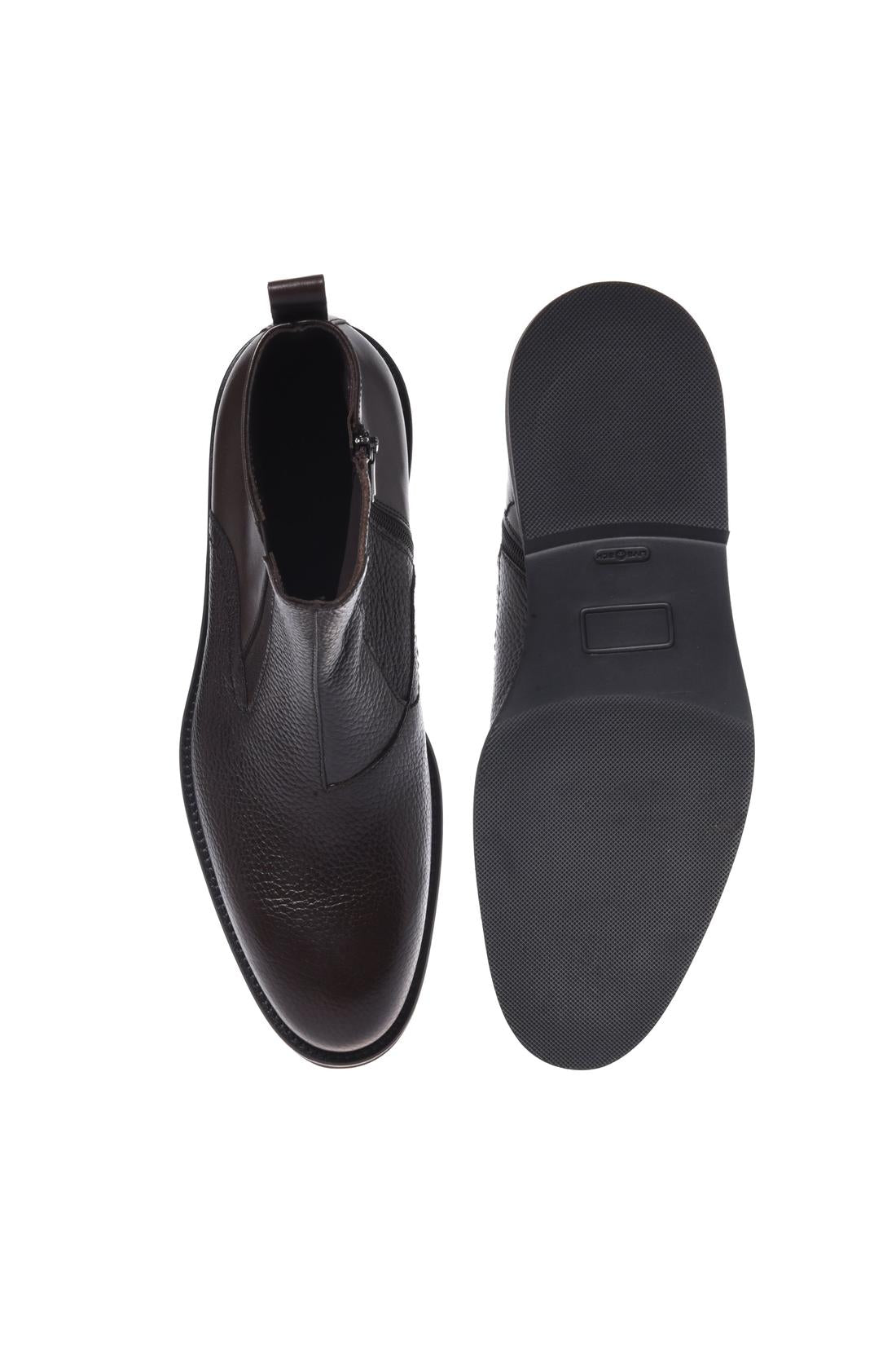 Baldinini-Dark brown leather and tumbled leather ankle boots-Stiefel & Stiefeletten-Black-Deal-Outlet-by-ARCHIVIST