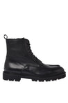 Baldinini-Black leather and tumbled leather combat boots-Stiefel & Stiefeletten-Black-Deal-Outlet-by-ARCHIVIST