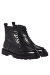 Baldinini-Black leather and tumbled leather combat boots-Stiefel & Stiefeletten-Black-Deal-Outlet-by-ARCHIVIST