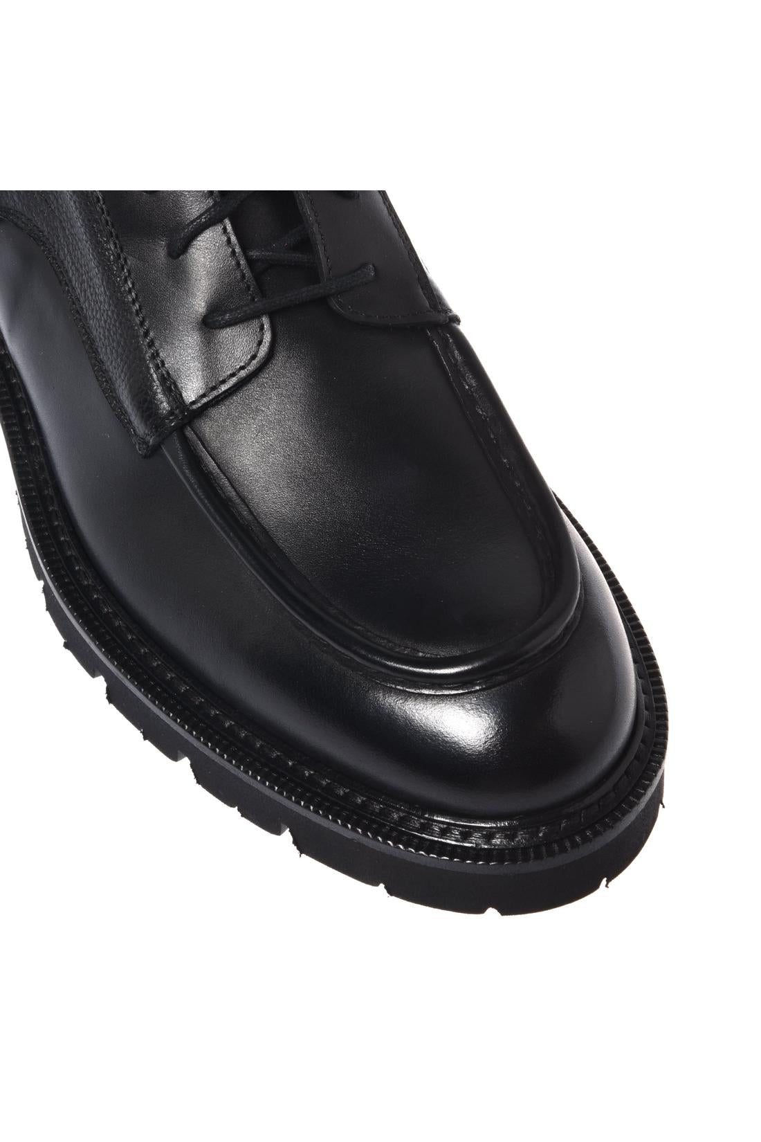 Baldinini-Black leather and tumbled leather combat boots-Stiefel & Stiefeletten-Black-Deal-Outlet-by-ARCHIVIST