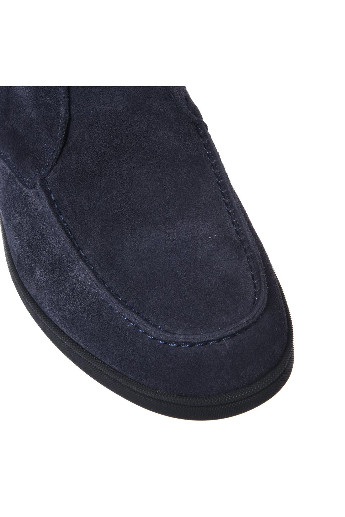 Blue suede leather ankle boots