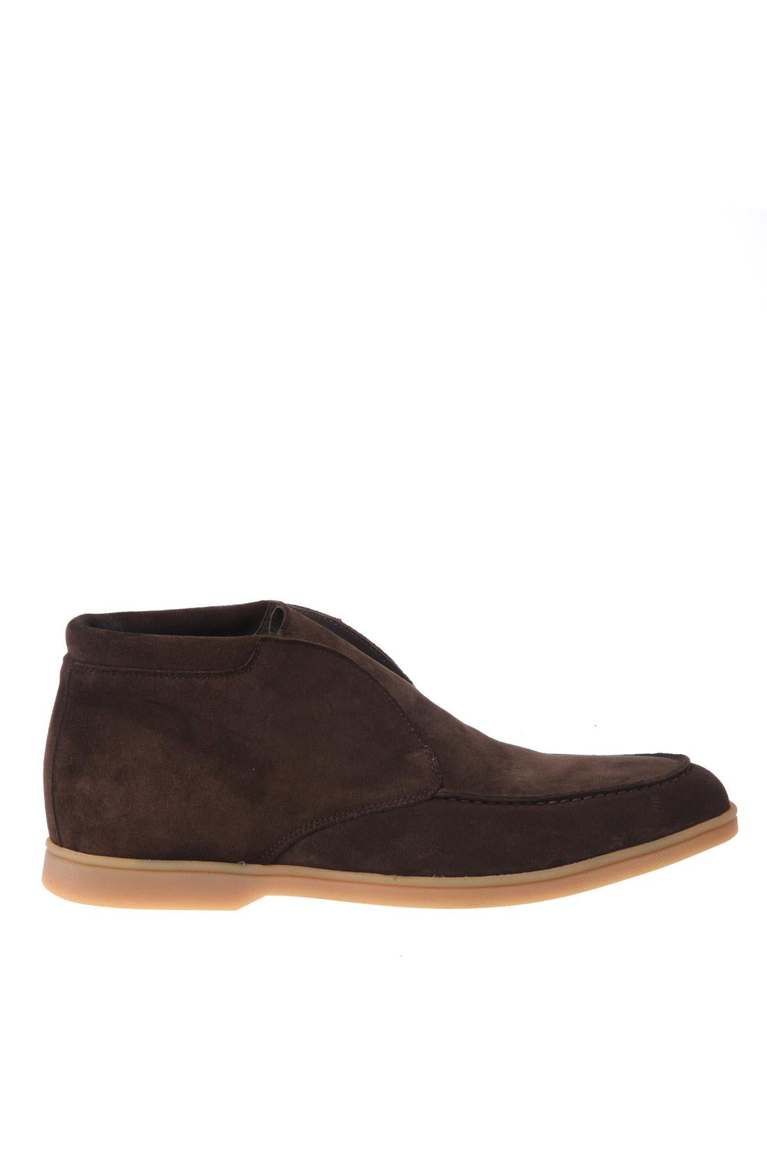 Dark brown suede leather ankle boots