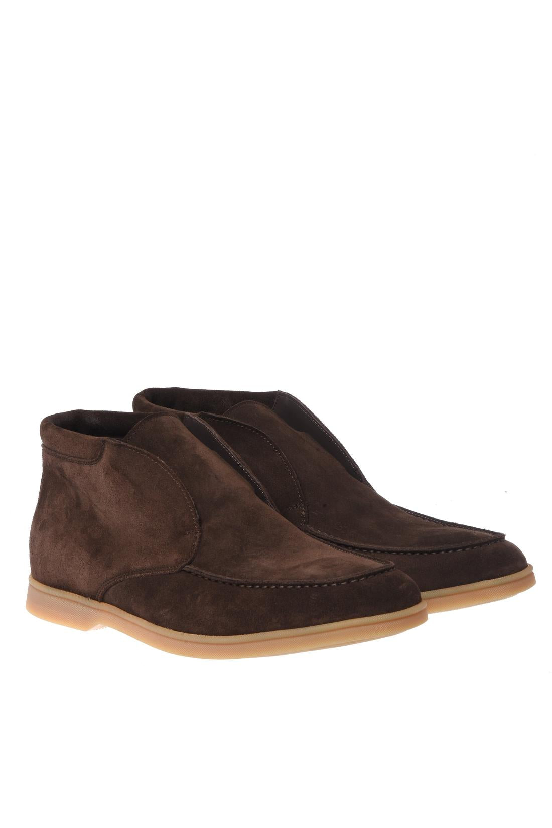 Dark brown suede leather ankle boots