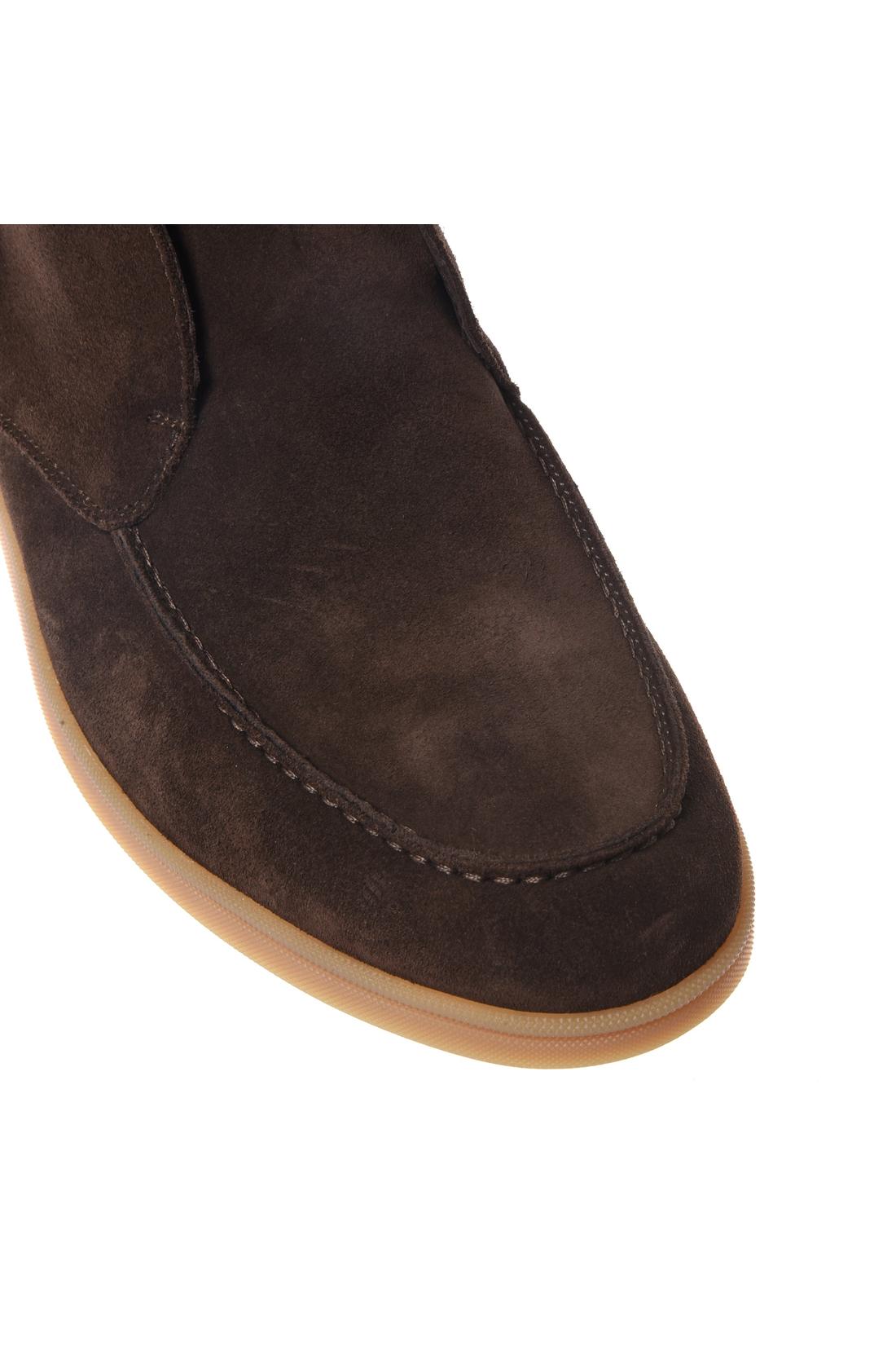 Dark brown suede leather ankle boots