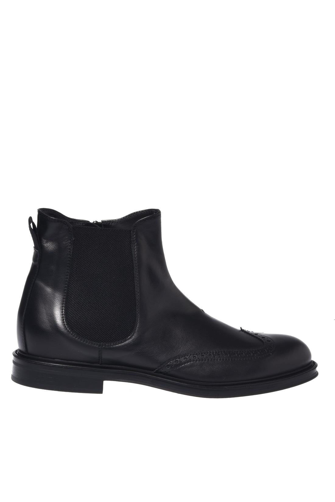 Black leather ankle boots