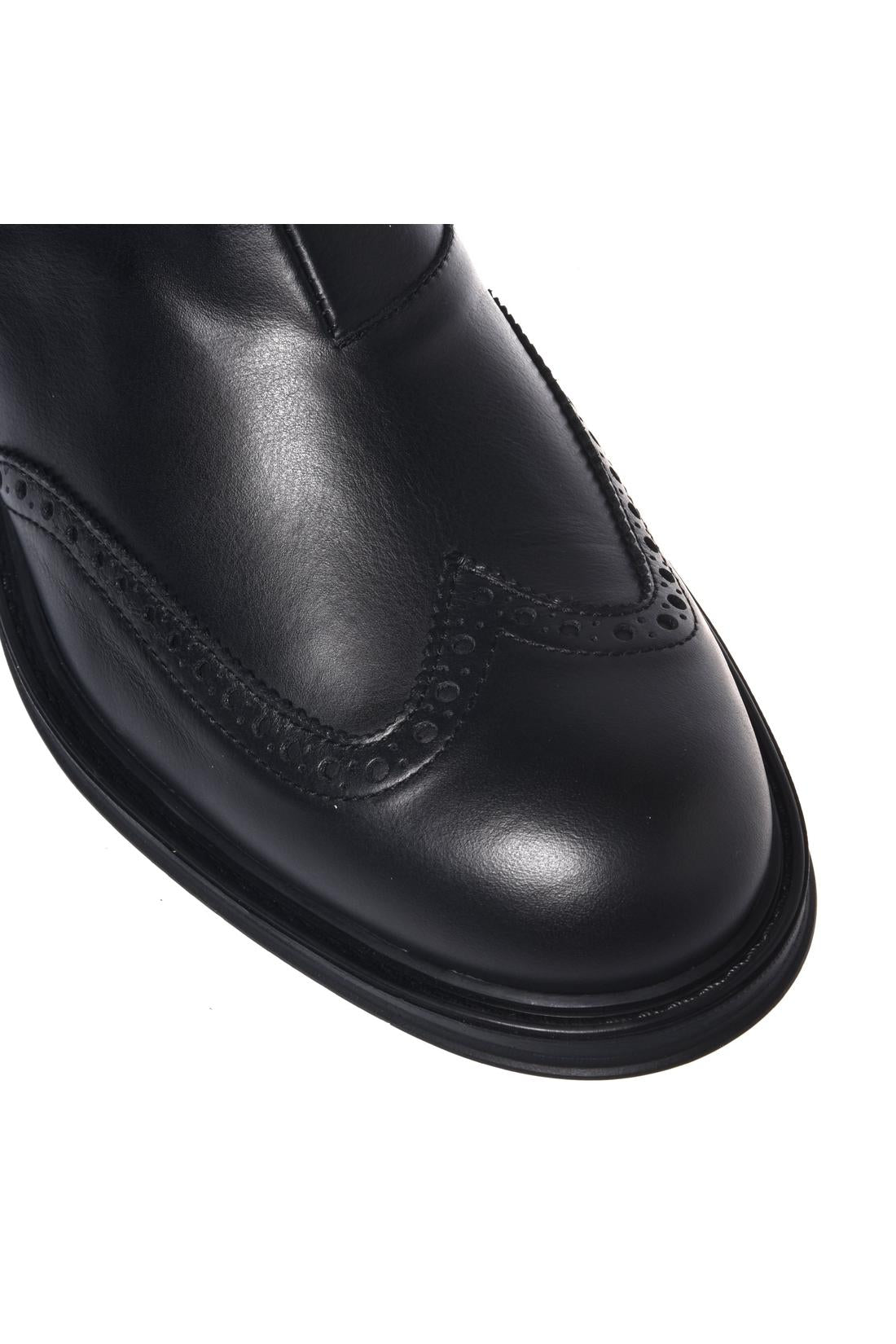 Black leather ankle boots