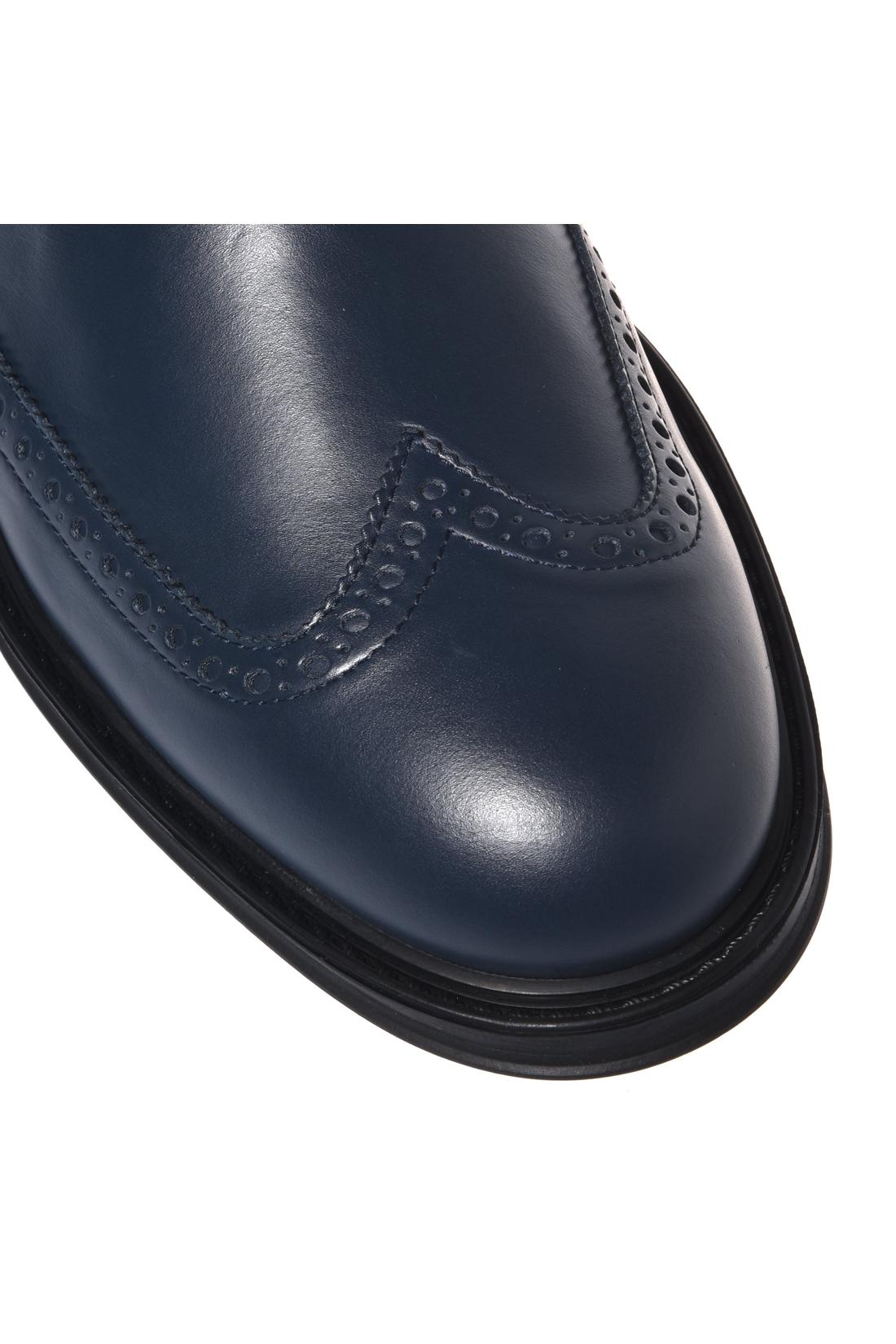 Blue leather ankle boots