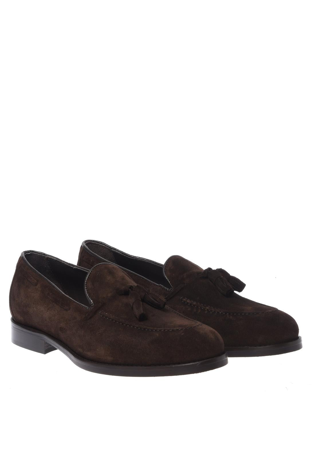 Baldinini-Dark brown suede leather slip-ons-Flache Schuhe-Black-Deal-Outlet-by-ARCHIVIST