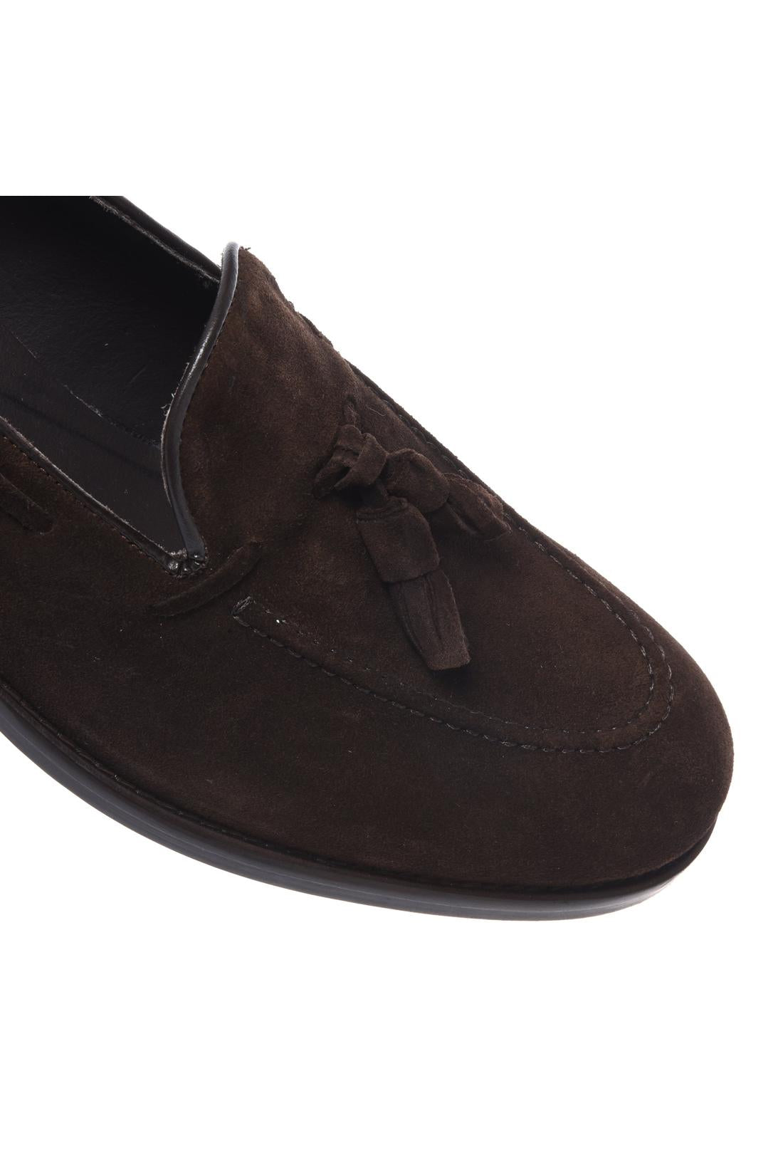 Baldinini-Dark brown suede leather slip-ons-Flache Schuhe-Black-Deal-Outlet-by-ARCHIVIST