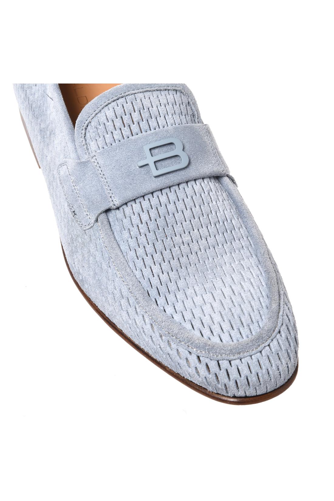 Azure perforated suede loafer