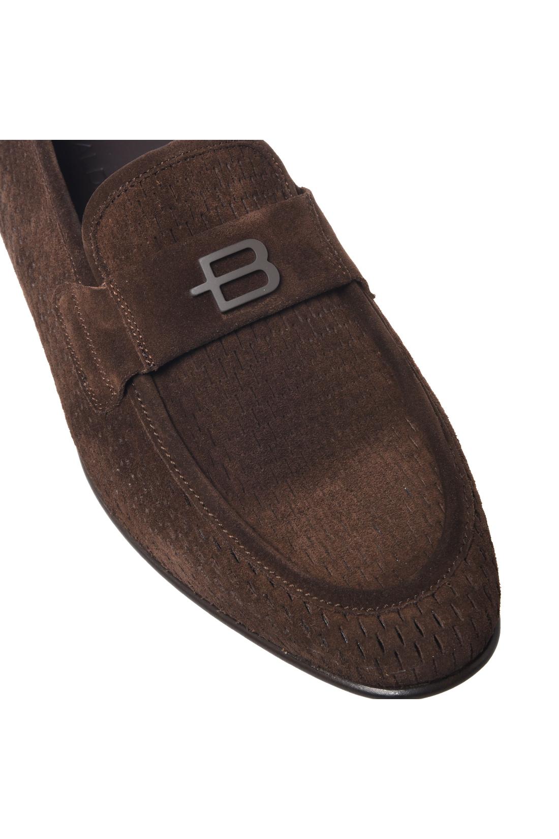 Dark brown perforated suede loafer