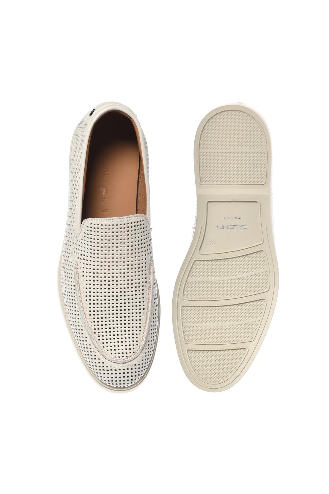Off-white perforated tumbled leather loafer