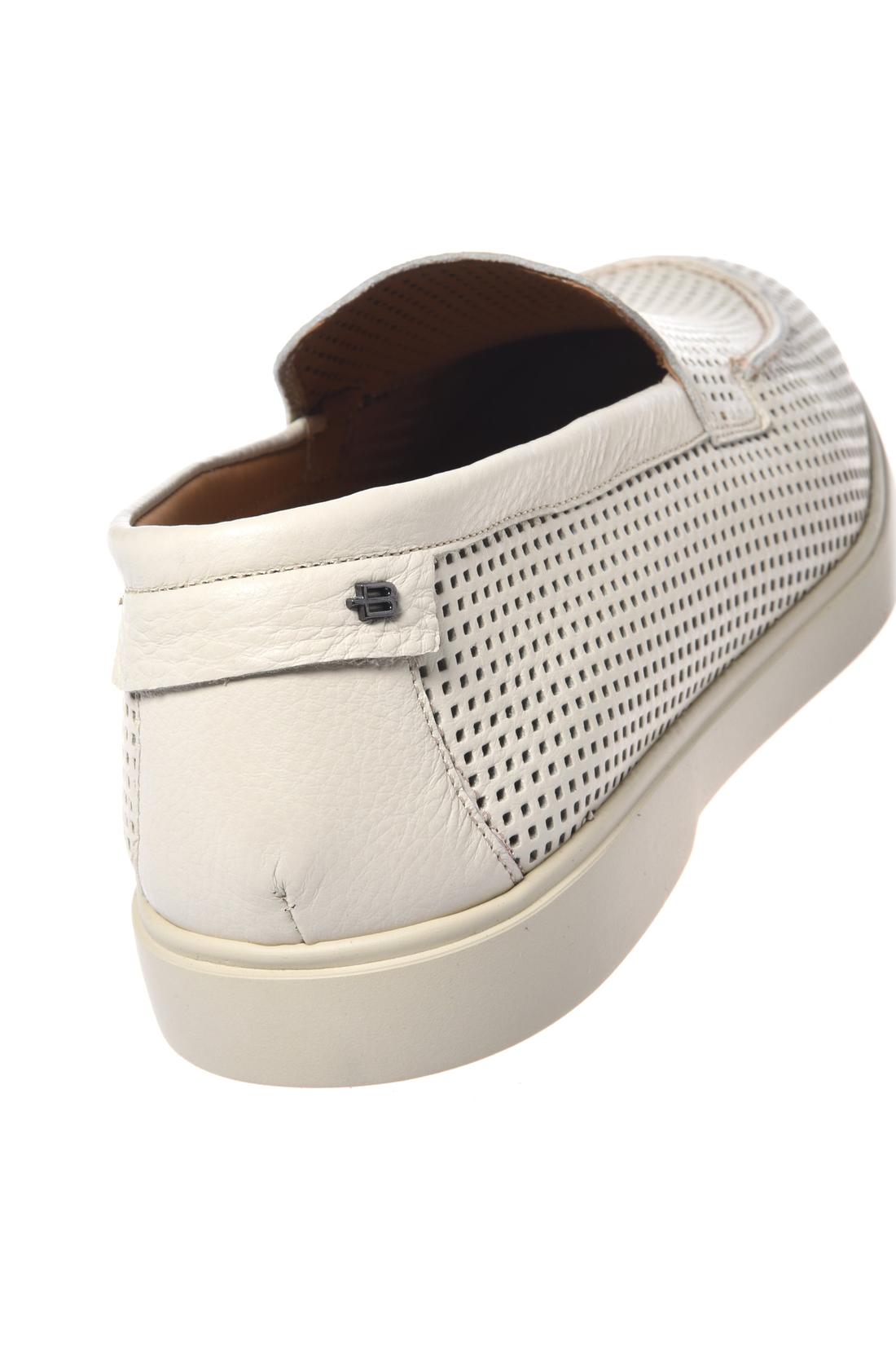 Off-white perforated tumbled leather loafer