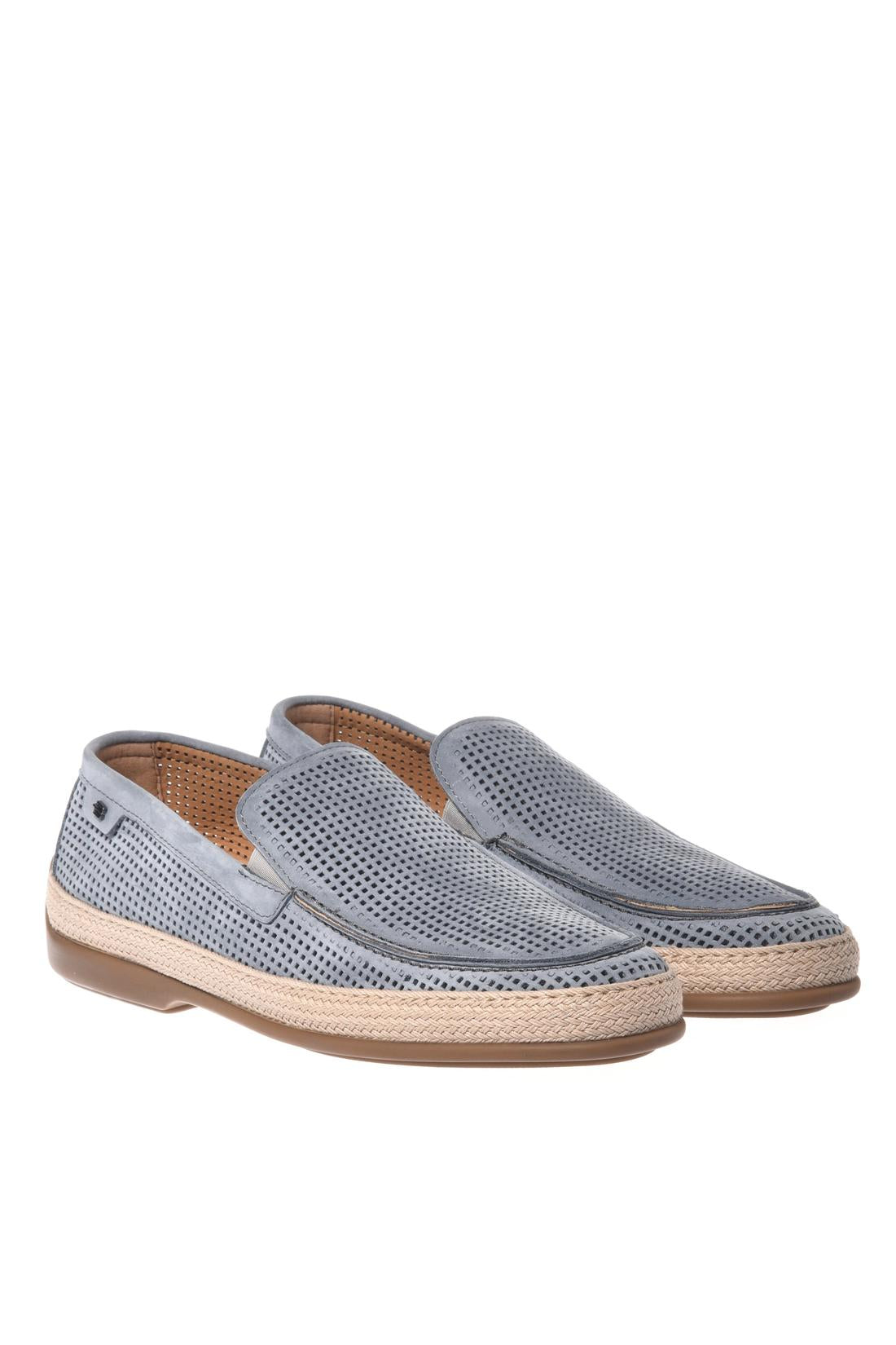 Azure perforated nubuck loafer