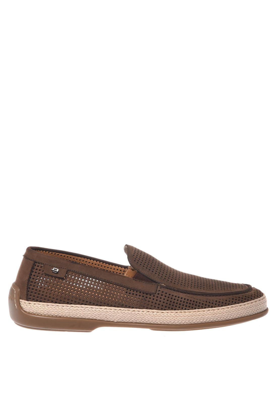 Brown perforated nubuck loafer