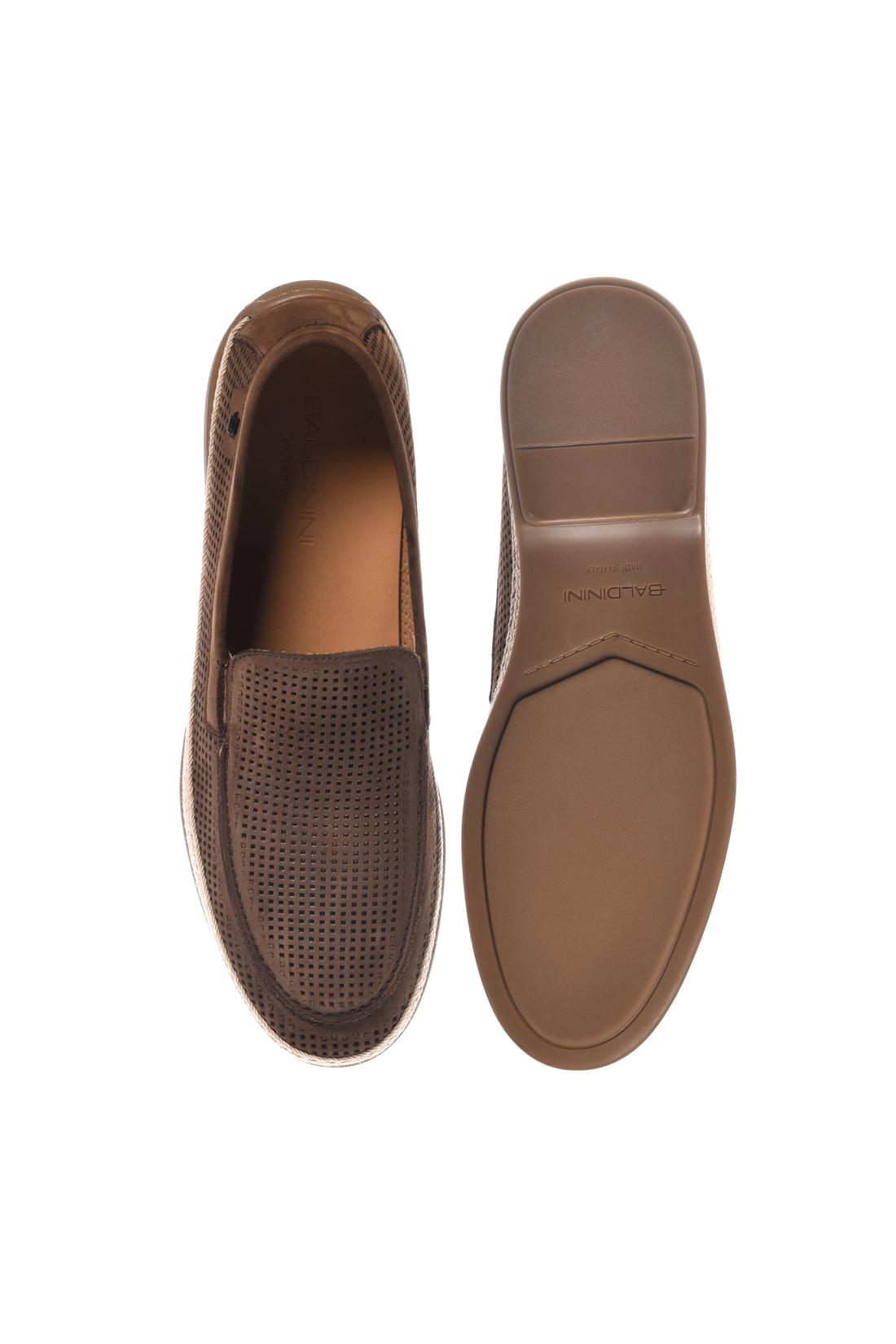 Brown perforated nubuck loafer