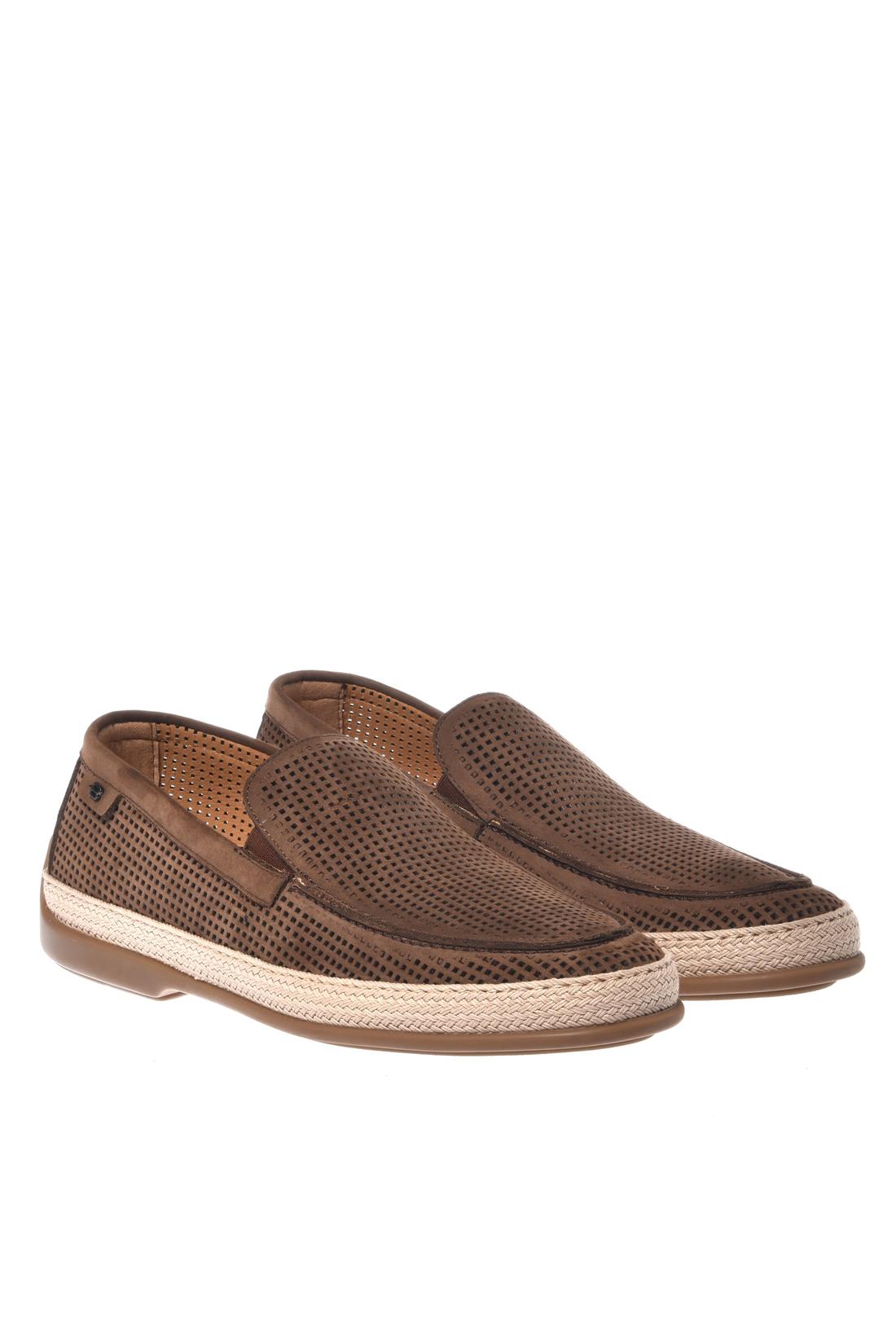 Brown perforated nubuck loafer
